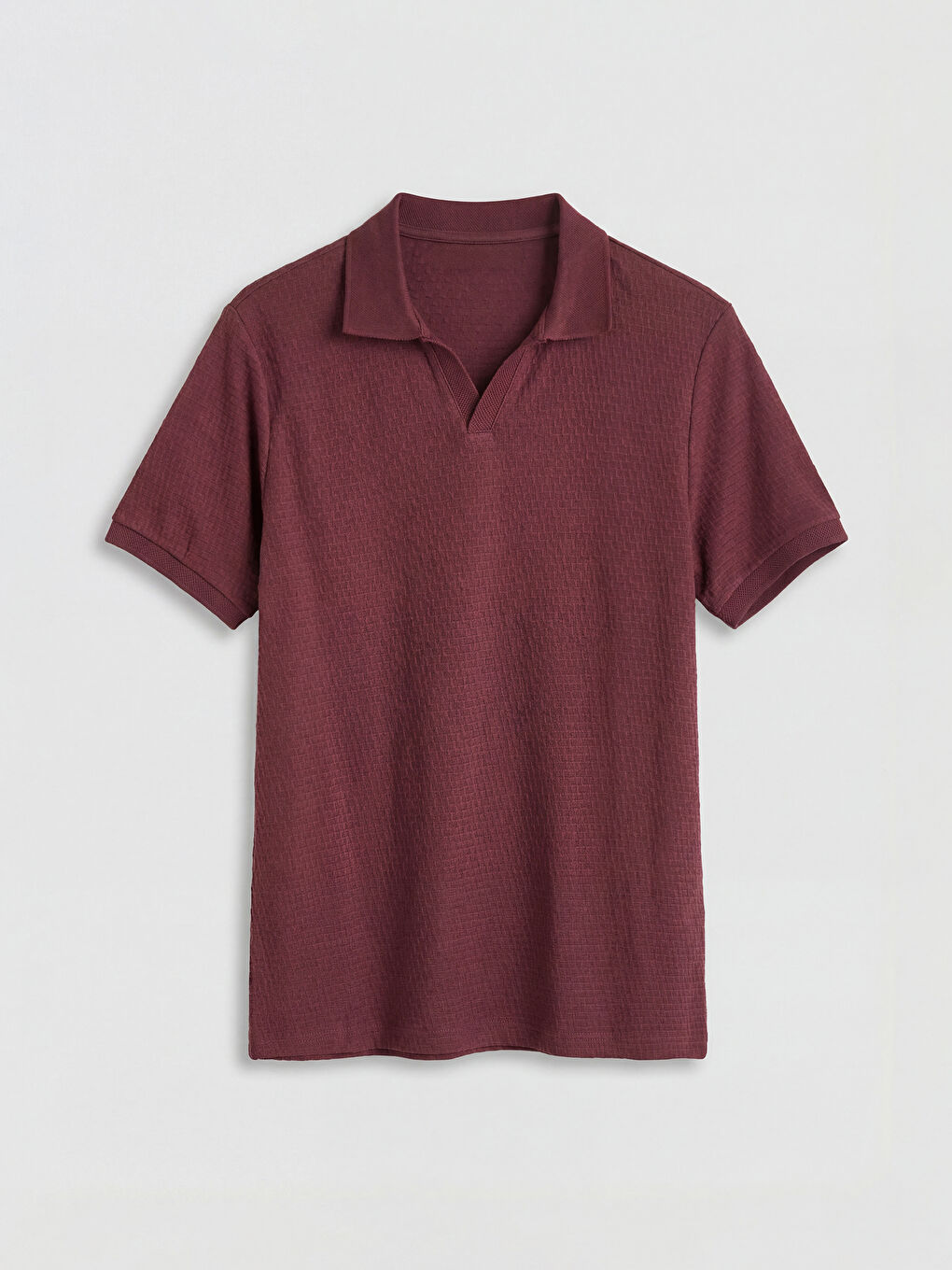 Bordo Polo Yaka Strüktürlü Erkek Tişört	
