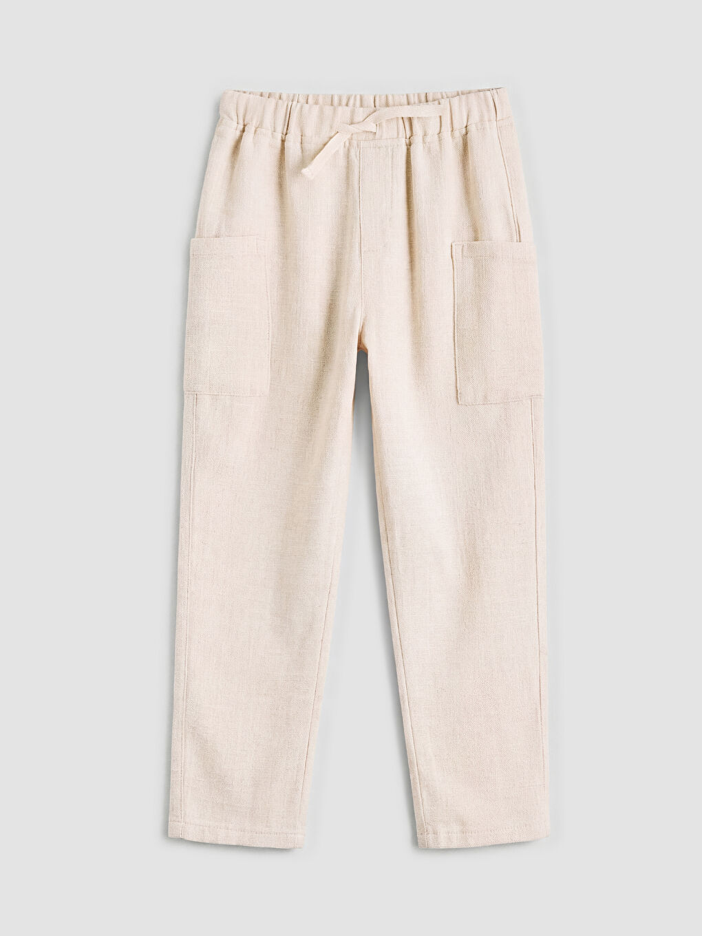 Bej Erkek Çocuk Keten Karışımlı Kargo Pantolon
