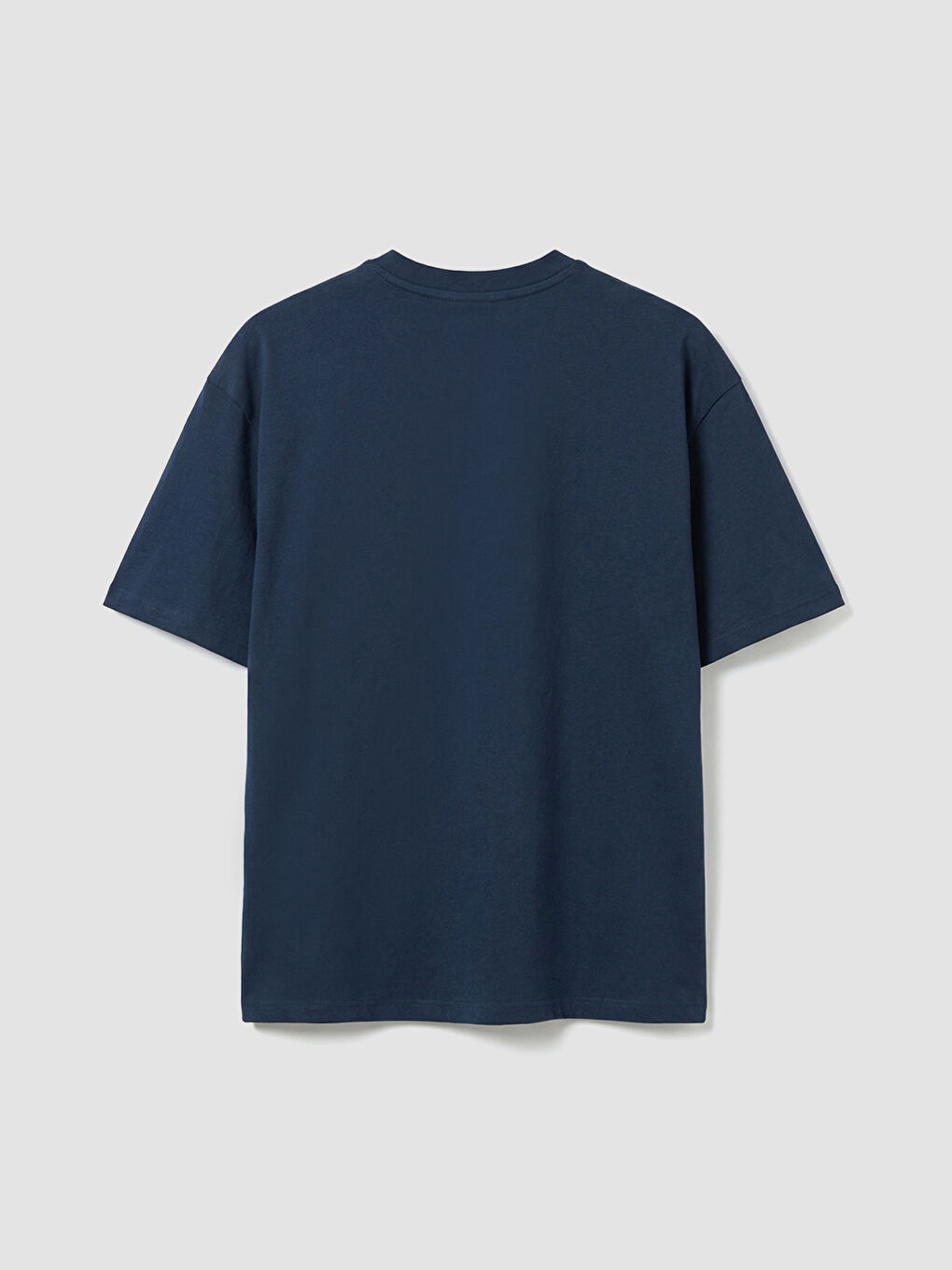 Lacivert Bisiklet Yaka Baskılı Erkek Tişört-5