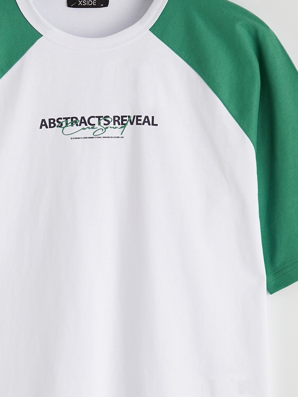 Beyaz Bisiklet Yaka Renk Bloklu Erkek Tişört-5