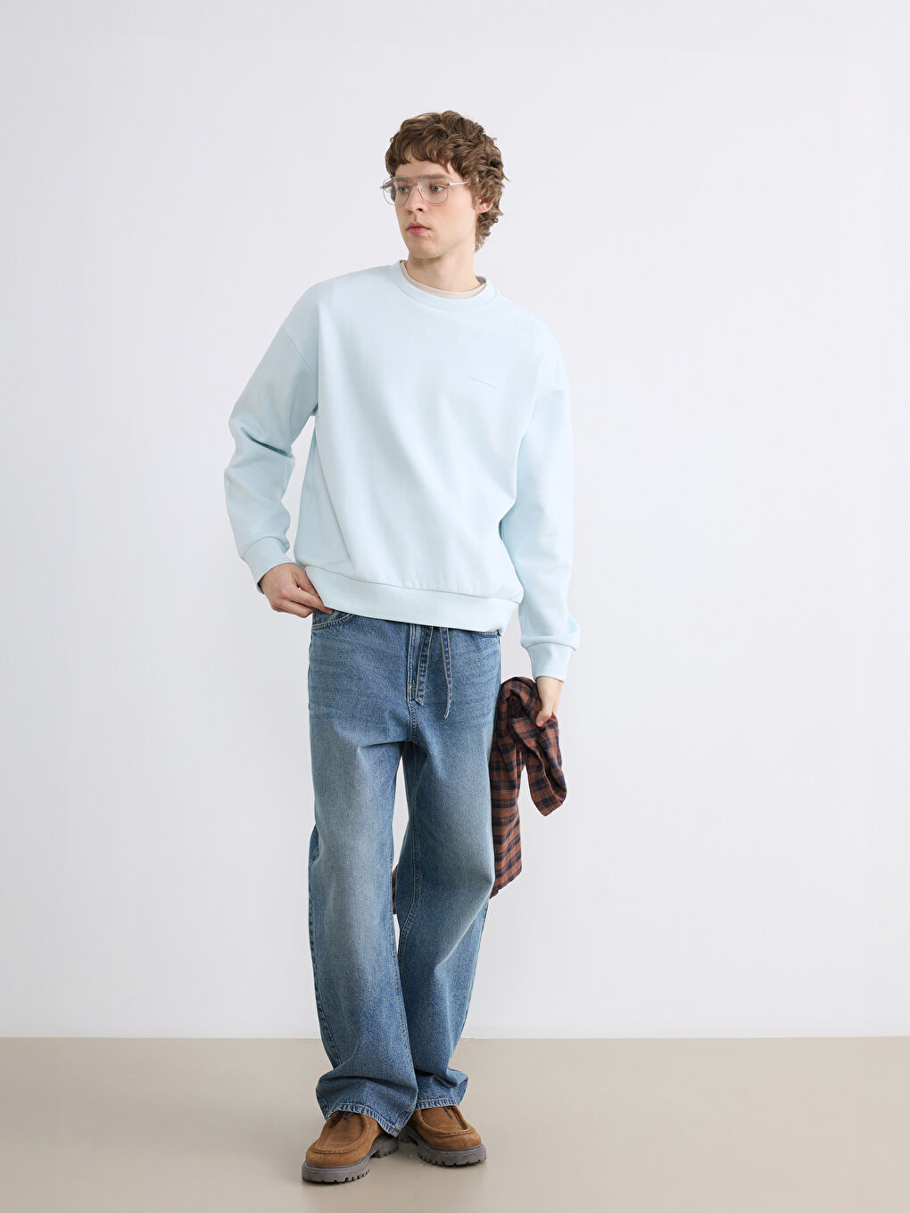 Sweat-shirt à col rond épais pour homme avec imprimé-1