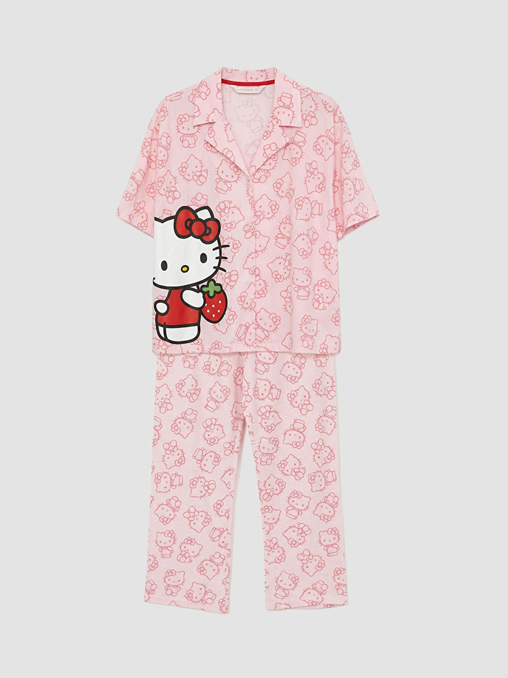 Pembe Hello Kitty Baskılı Kadın Pijama Takım