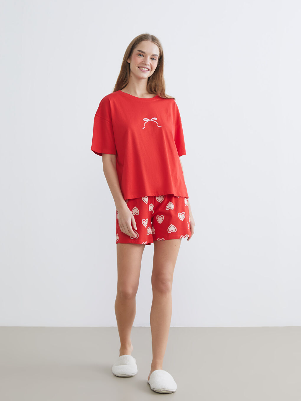 طقم بيجاما أحمر امرأة-1