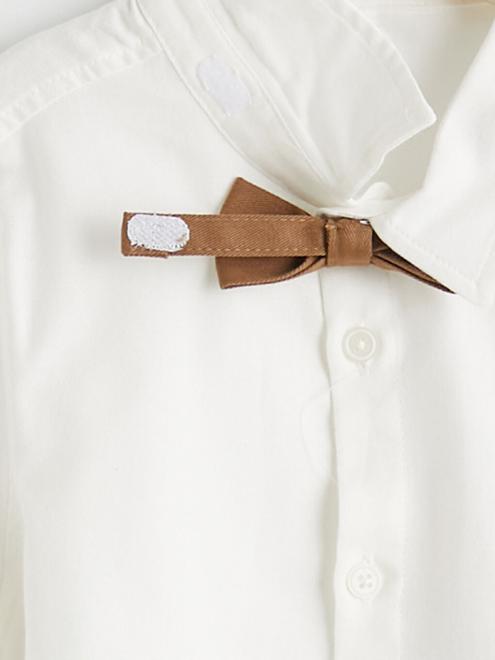 Beyaz Uzun Kollu Erkek Çocuk Gabardin Gömlek ve Papyon-2