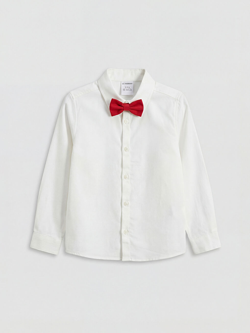 Ekru Uzun Kollu Erkek Çocuk Gabardin Gömlek ve Papyon