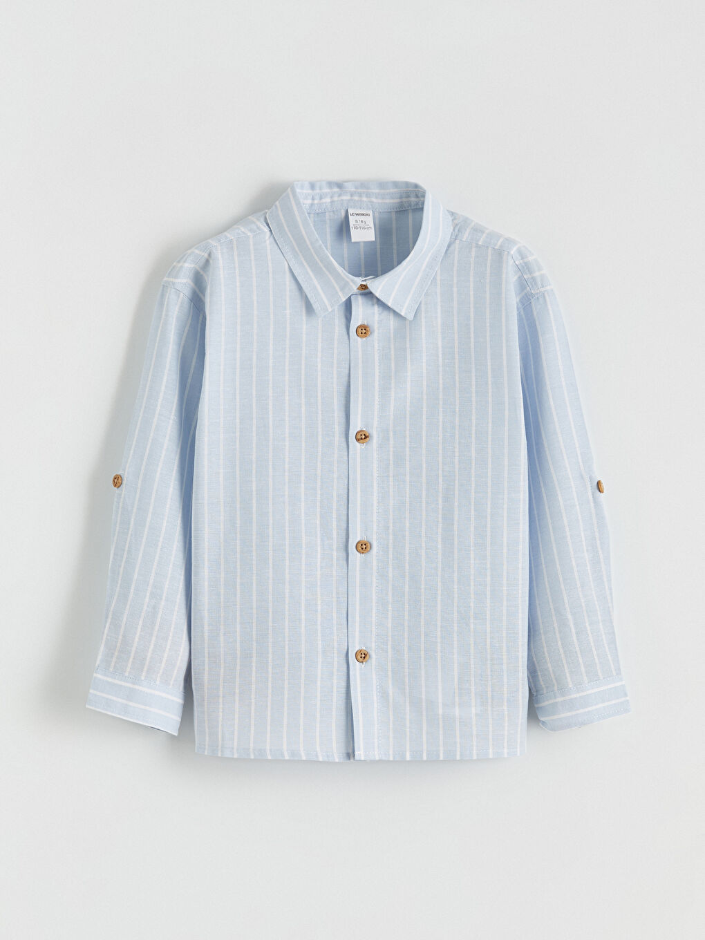 Mavi Uzun Kollu Çizgili Erkek Çocuk Gömlek