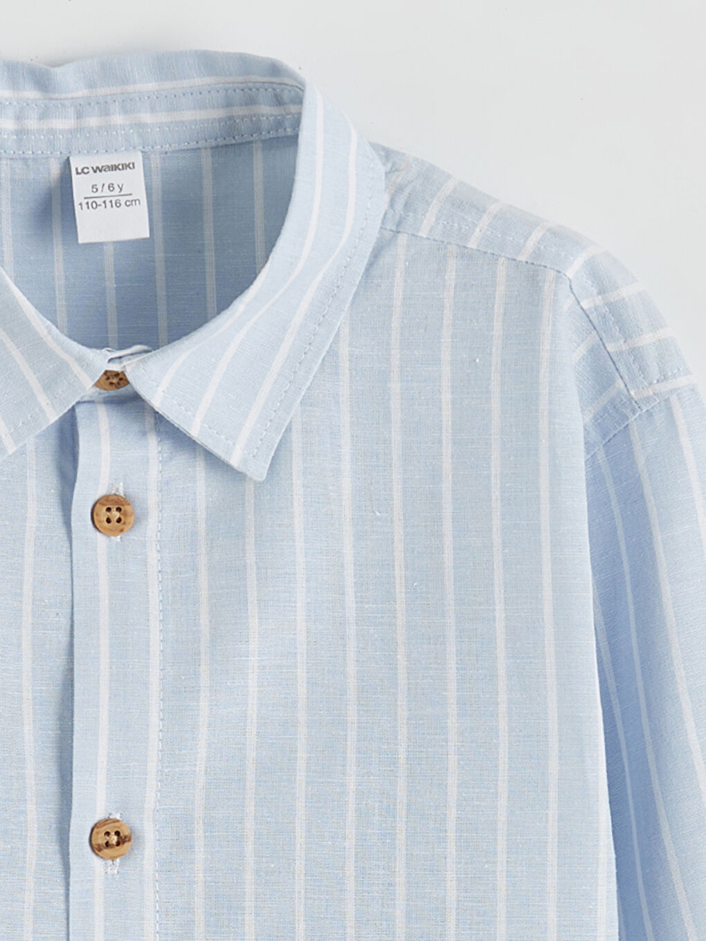 Mavi Uzun Kollu Çizgili Erkek Çocuk Gömlek-1