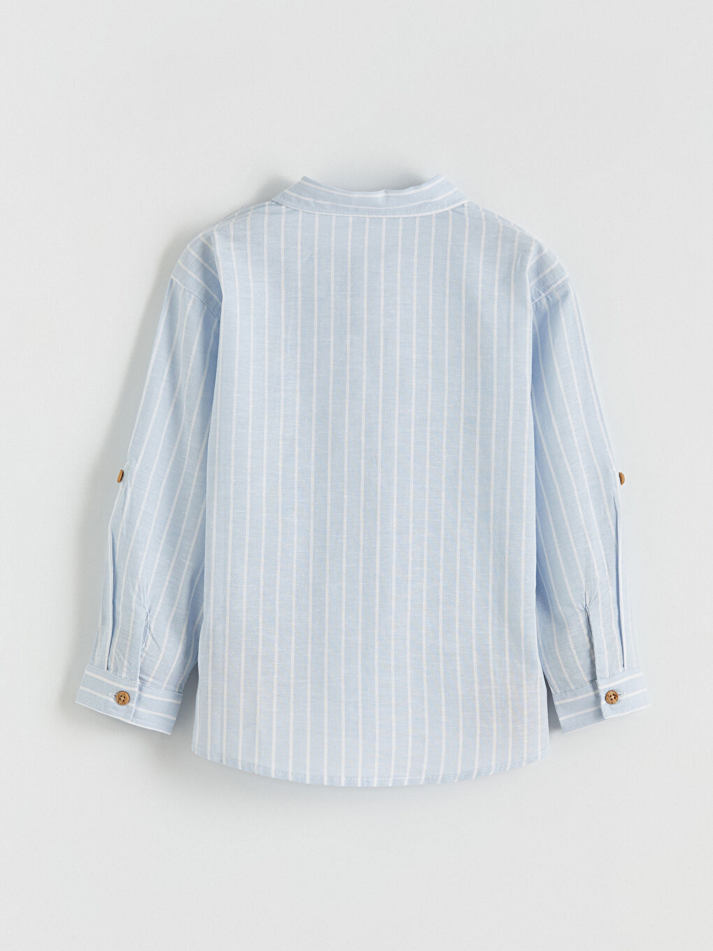 Mavi Uzun Kollu Çizgili Erkek Çocuk Gömlek-2