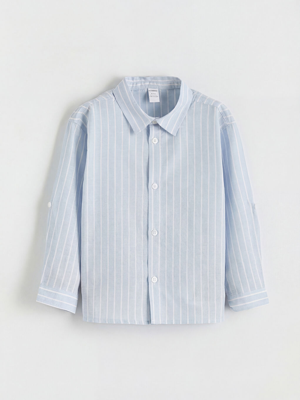 Полосатая рубашка из льняной смеси для мальчиков-1