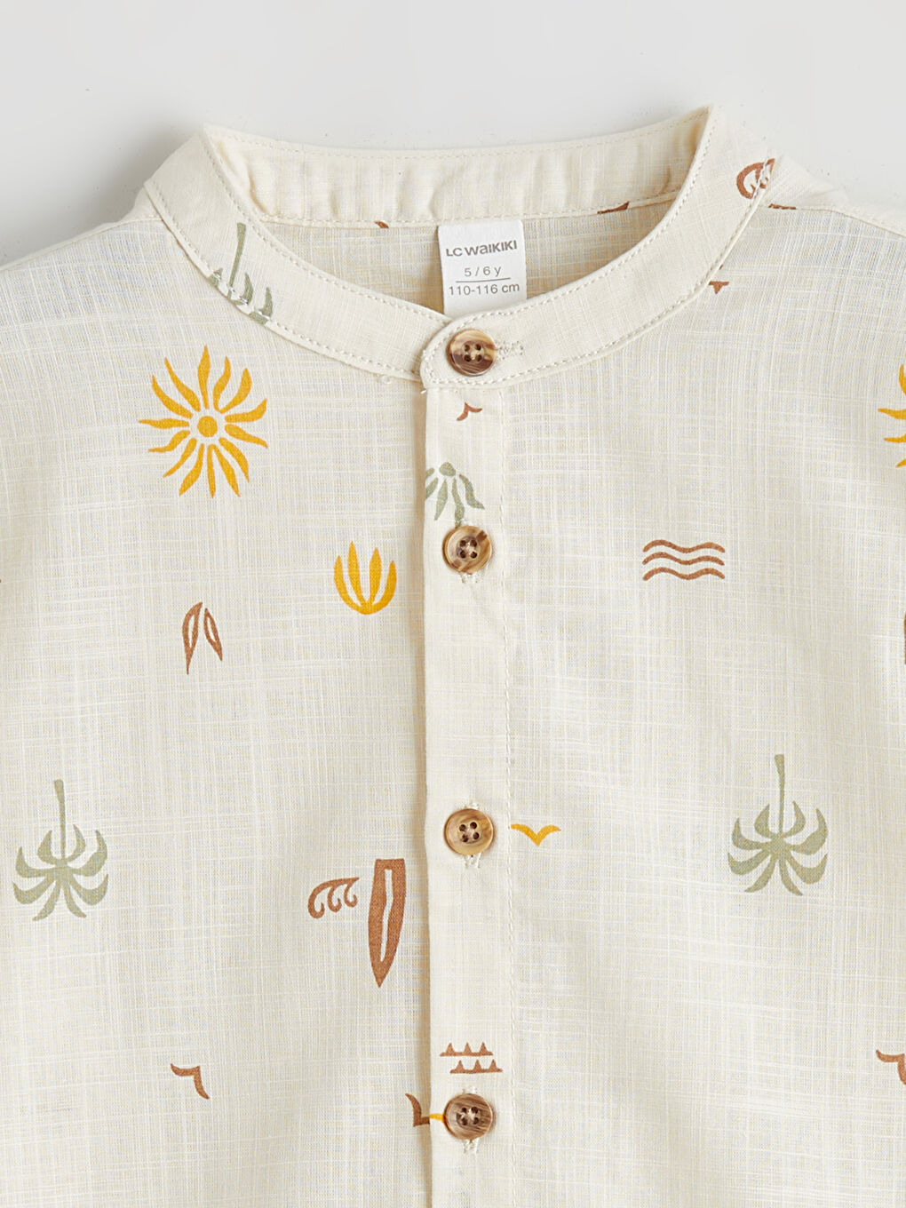 Boys' Mandarin Collar Poplin Shirt-1