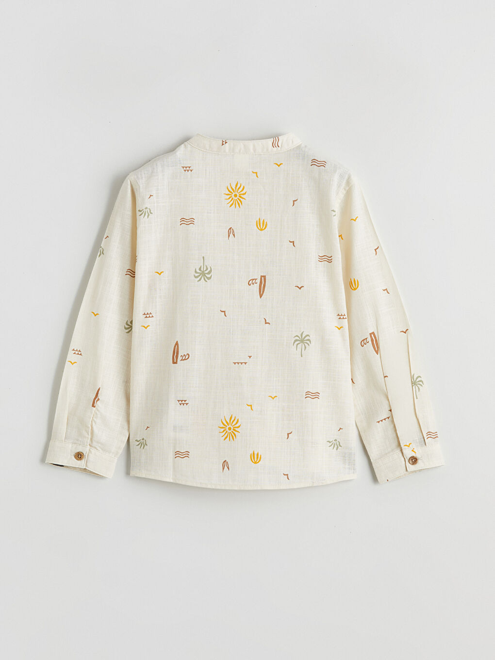 Boys' Mandarin Collar Poplin Shirt-2