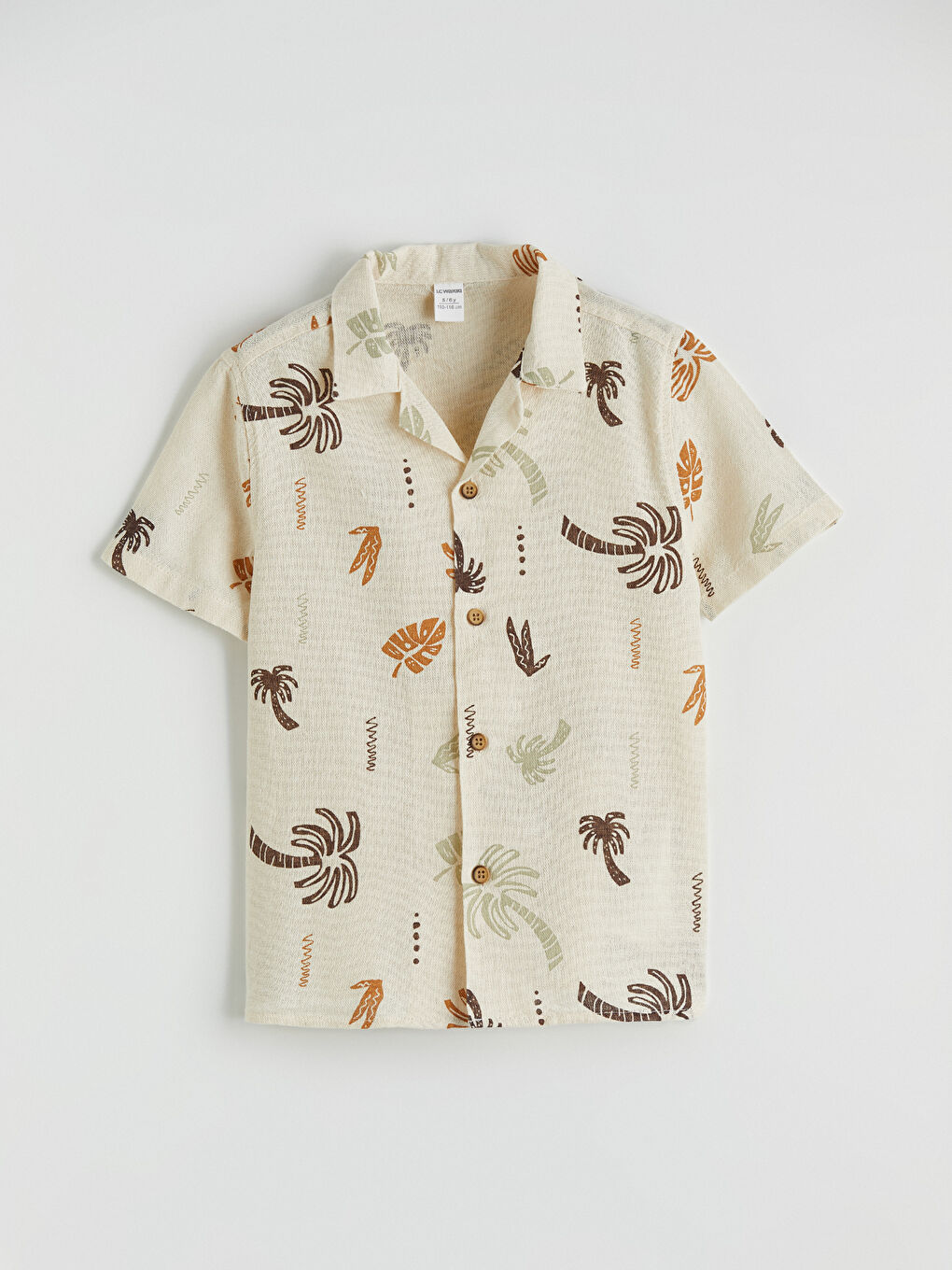 Bej Desenli Erkek Çocuk Gömlek