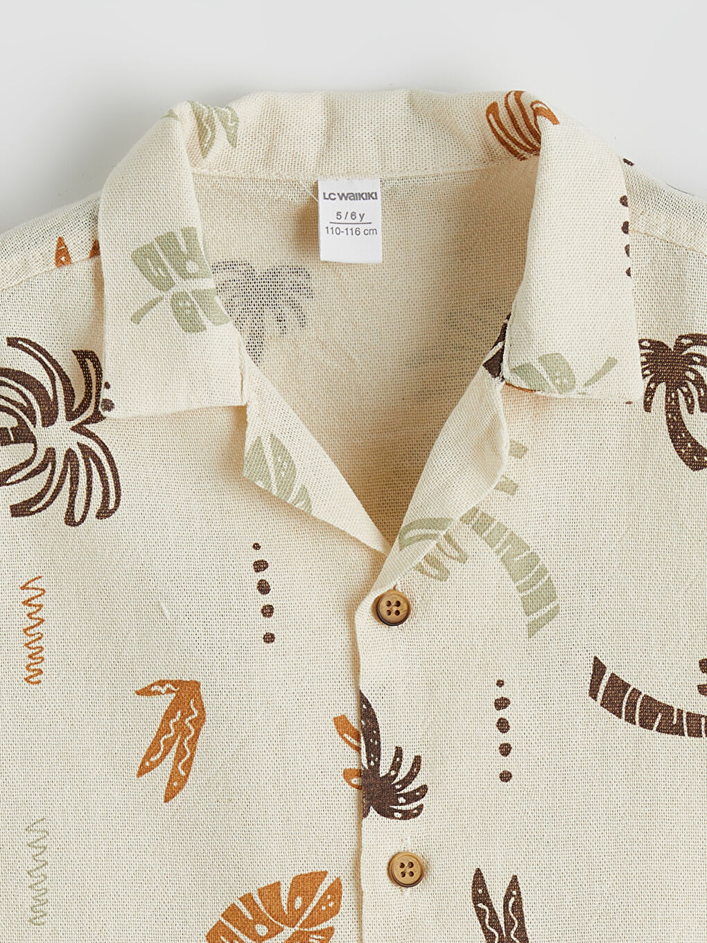 Bej Desenli Erkek Çocuk Gömlek-1