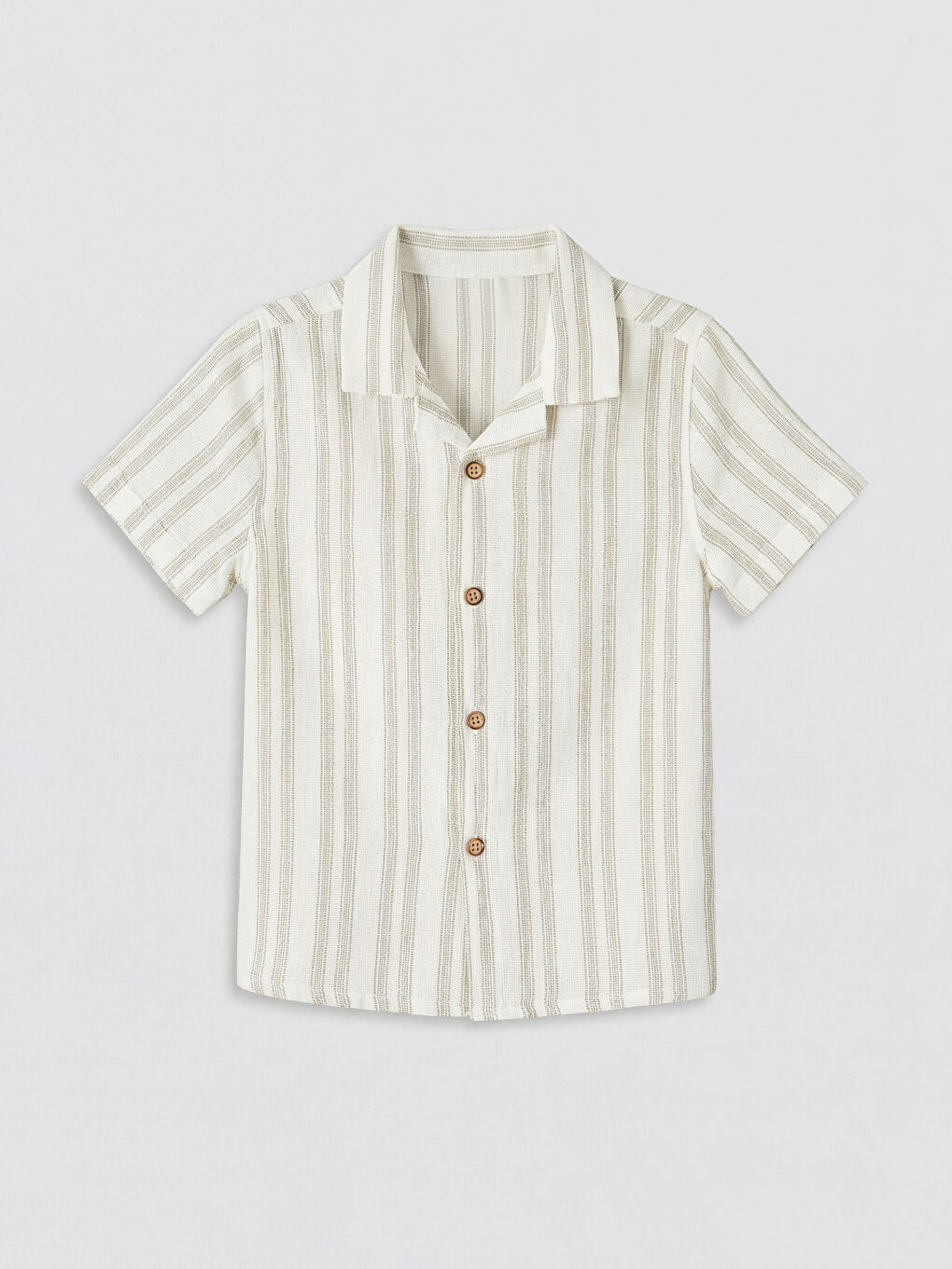 Haki Çizgili Erkek Çocuk Gömlek