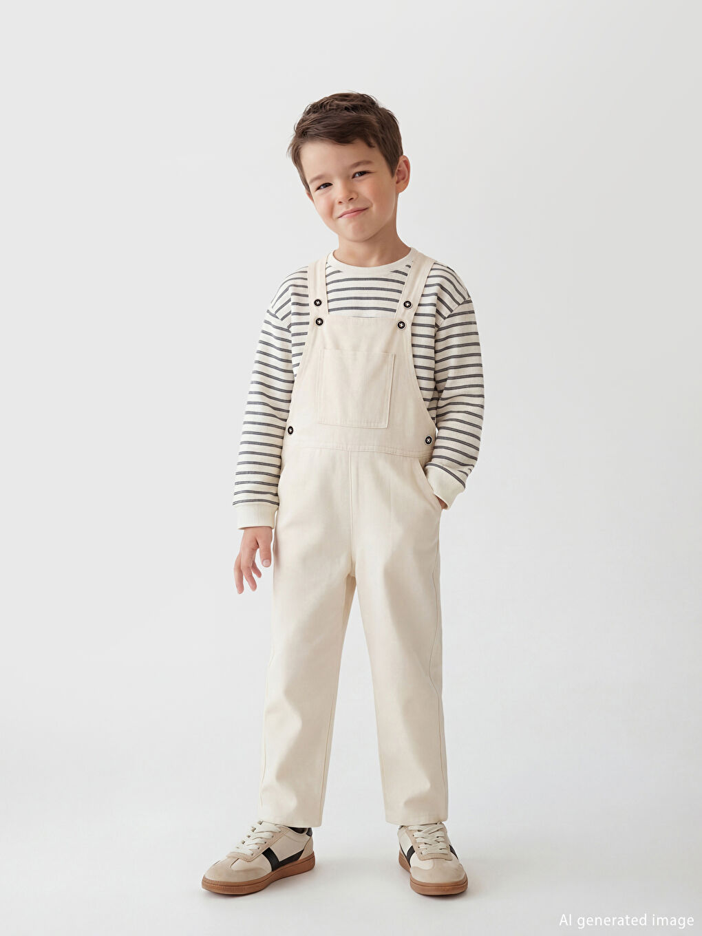 Bej Kare Yaka Erkek Çocuk Jean Salopet-1