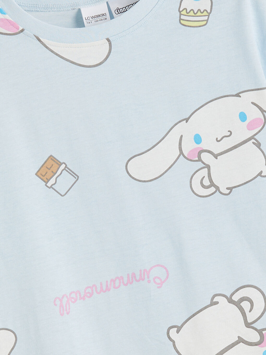 Mavi Bisiklet Yaka Cinnamoroll Baskılı Kız Çocuk Pijama Takımı-2
