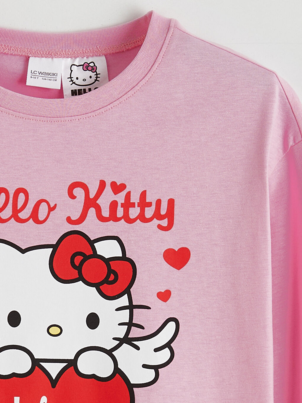 Pembe Bisiklet Yaka Hello Kitty Baskılı Kız Çocuk Pijama Takımı-2