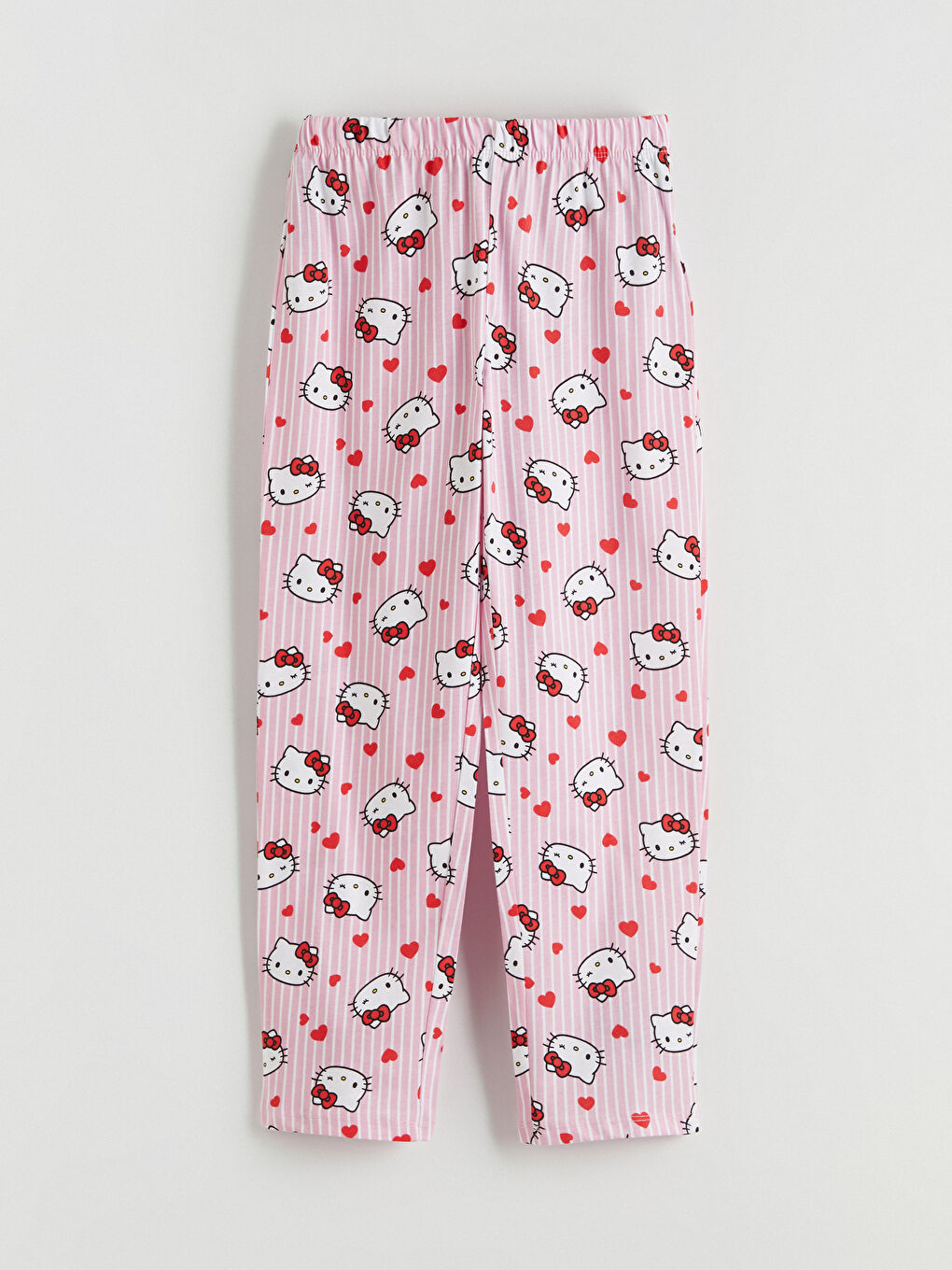 Pembe Bisiklet Yaka Hello Kitty Baskılı Kız Çocuk Pijama Takımı-4
