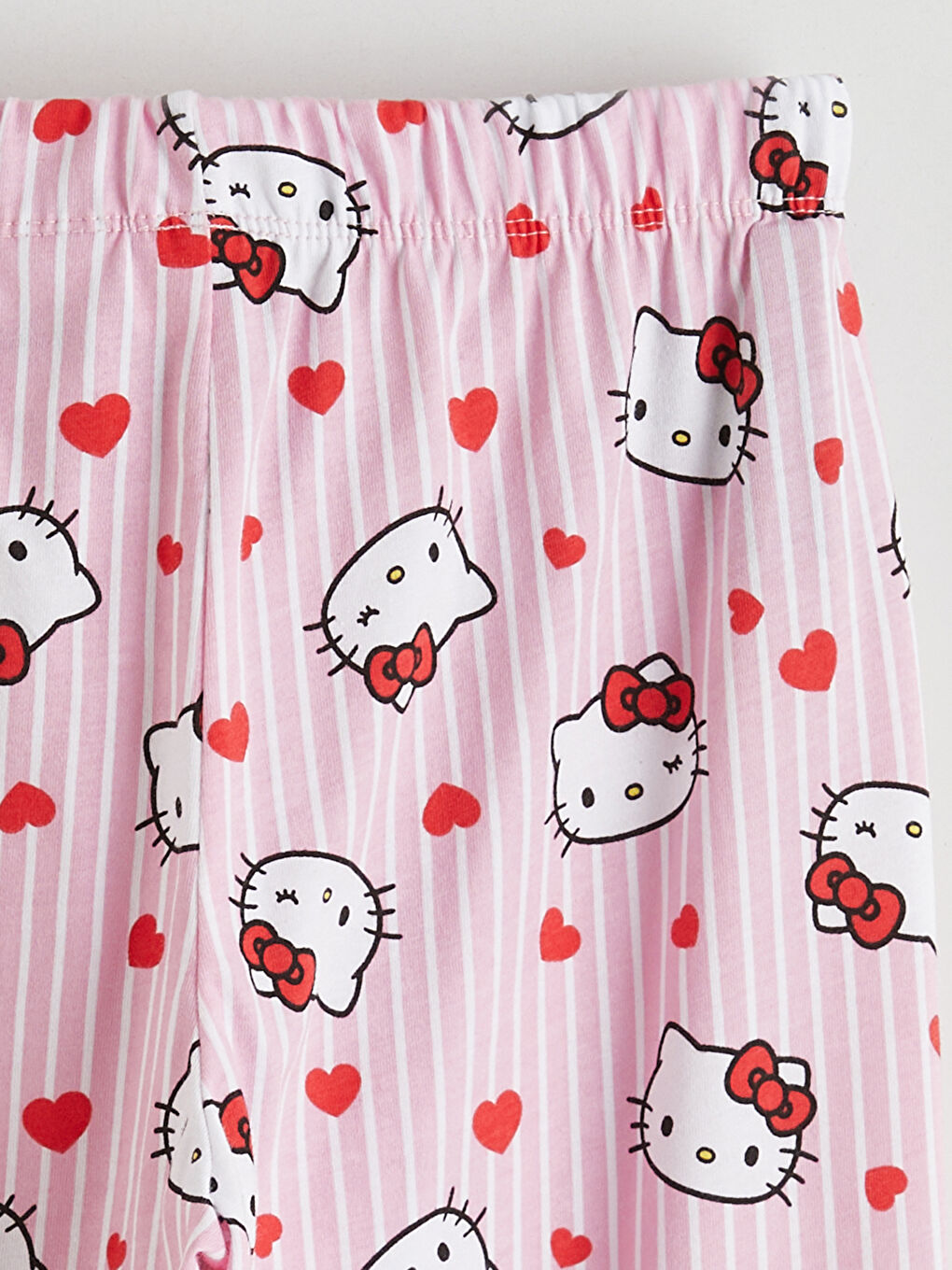 Pembe Bisiklet Yaka Hello Kitty Baskılı Kız Çocuk Pijama Takımı-5