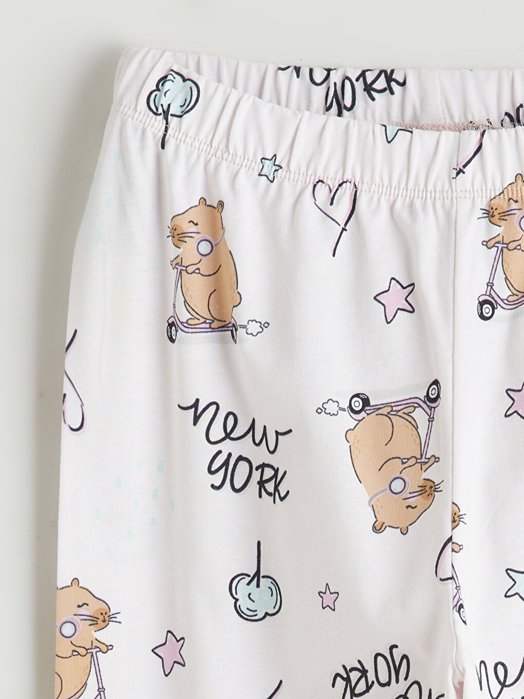 Pembe Bisiklet Yaka New York Baskılı Kız Çocuk Pijama Takım-5