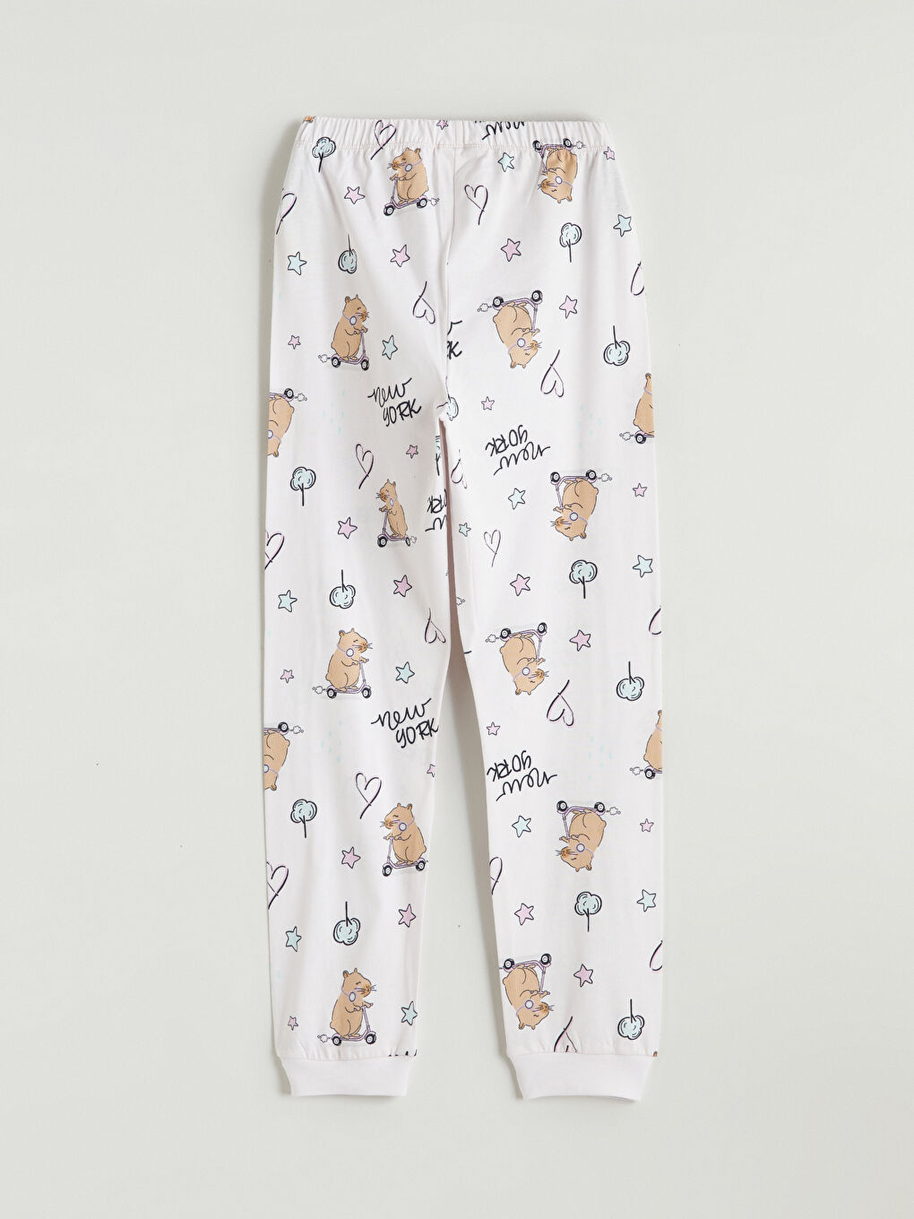 Pembe Bisiklet Yaka New York Baskılı Kız Çocuk Pijama Takım-6