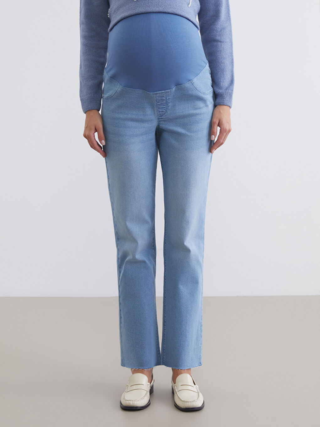 جینزی دووگیانی ڕاست بە پانێلی شکم-1