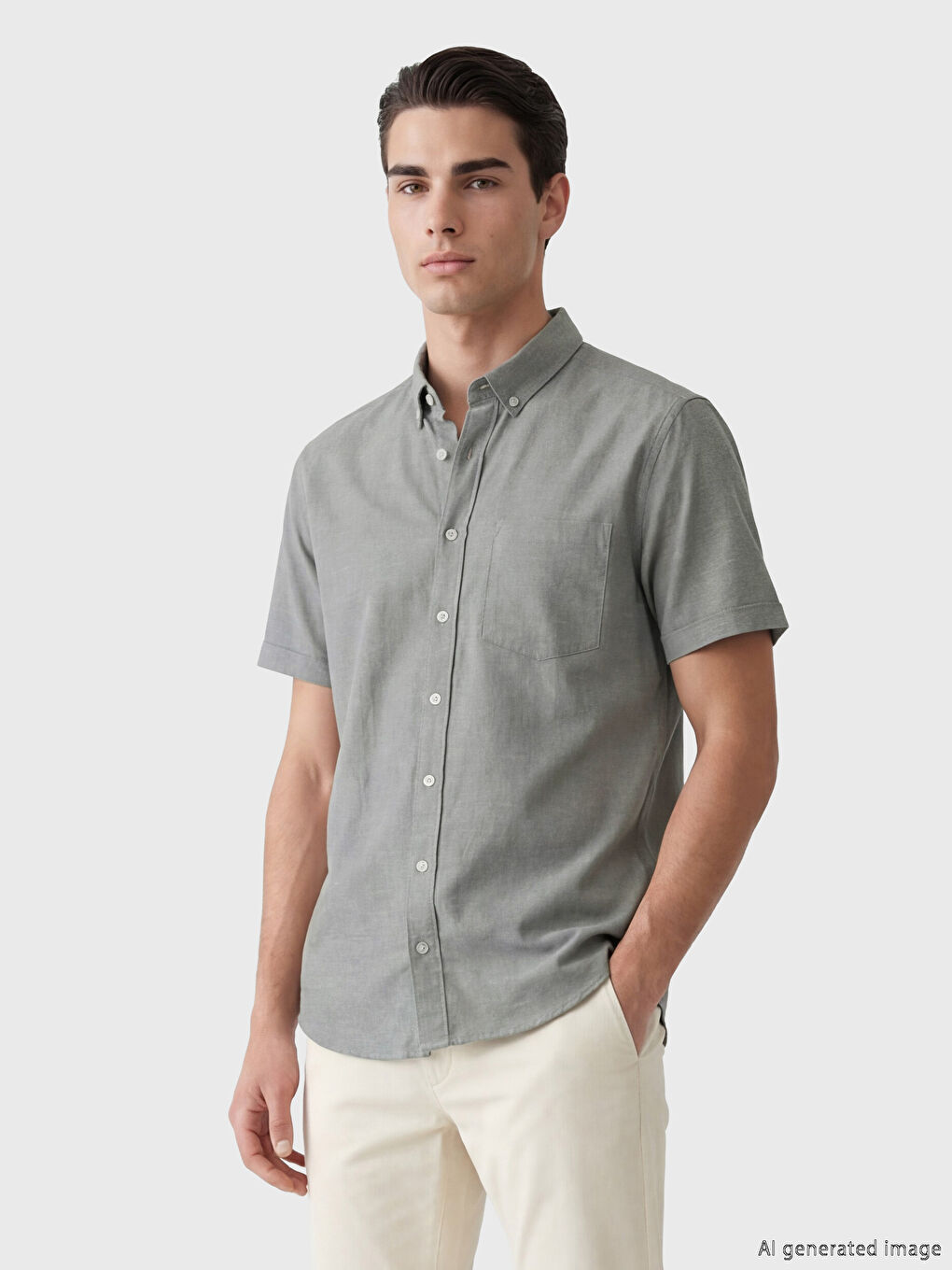 قميص رجالي بقماش دوبي بقصة عادية