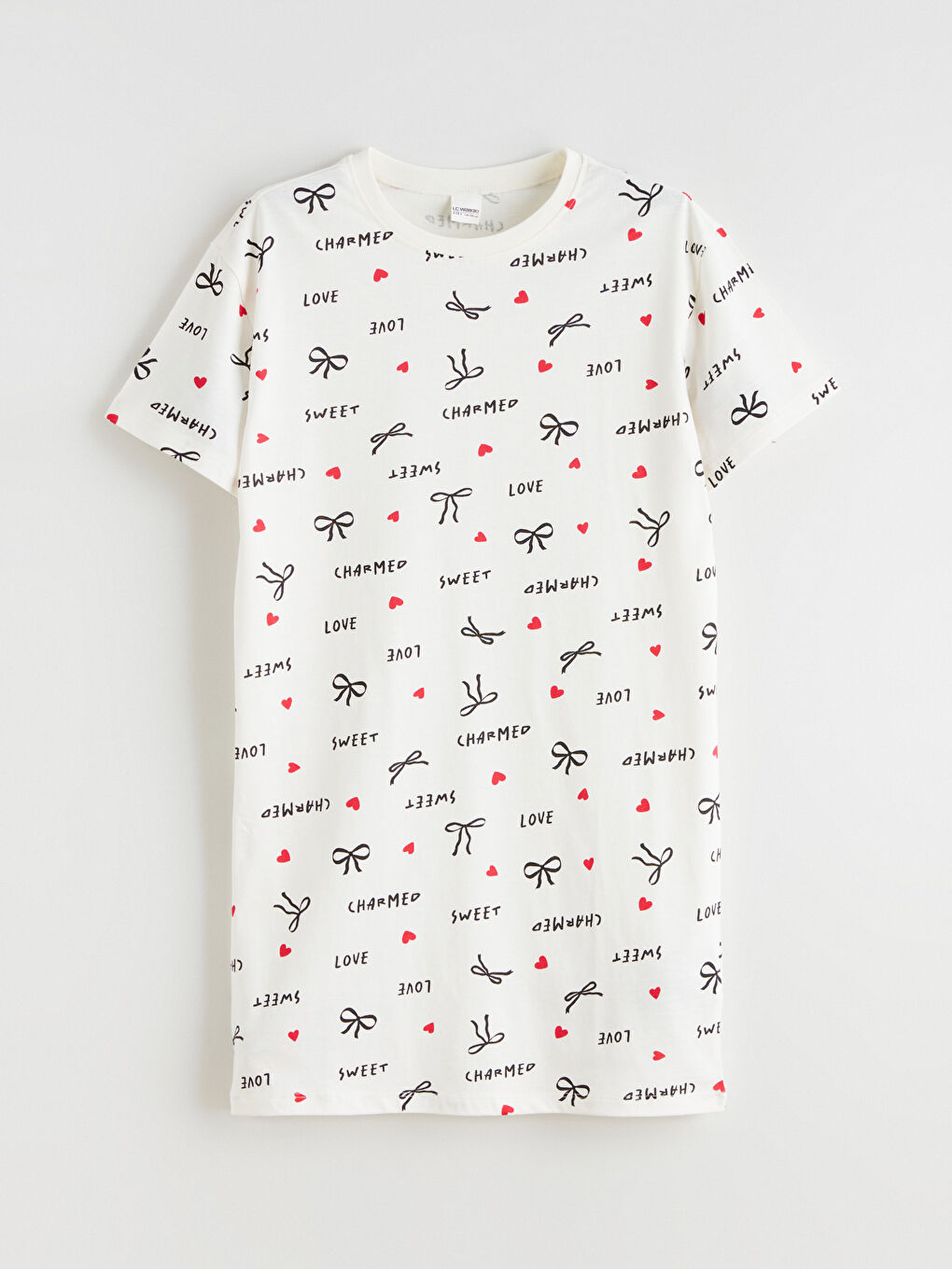 Ekru Desenli Kız Çocuk Gecelik