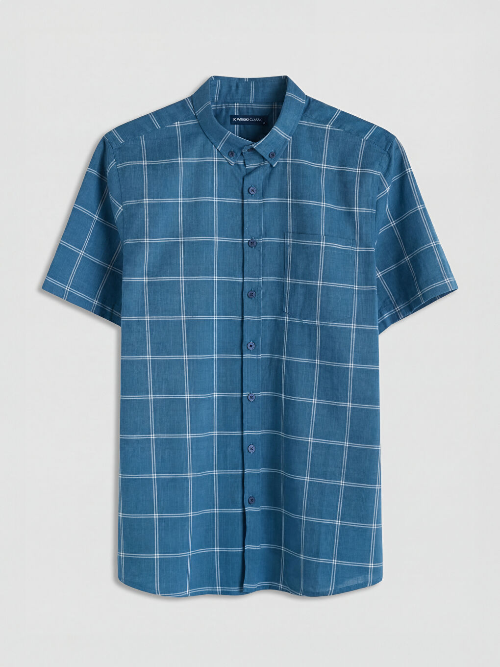 قميص رجالي بوبلين كاروهات بقصة عادية