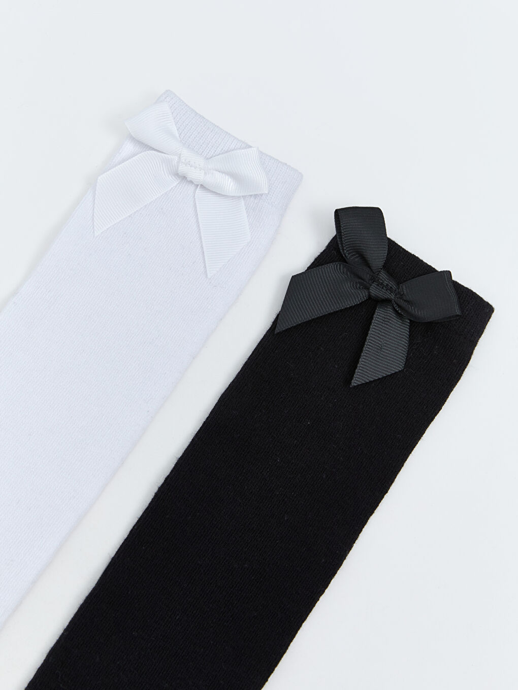 Girls' Knee-High Socks with Bow Detail, Set of 2-1