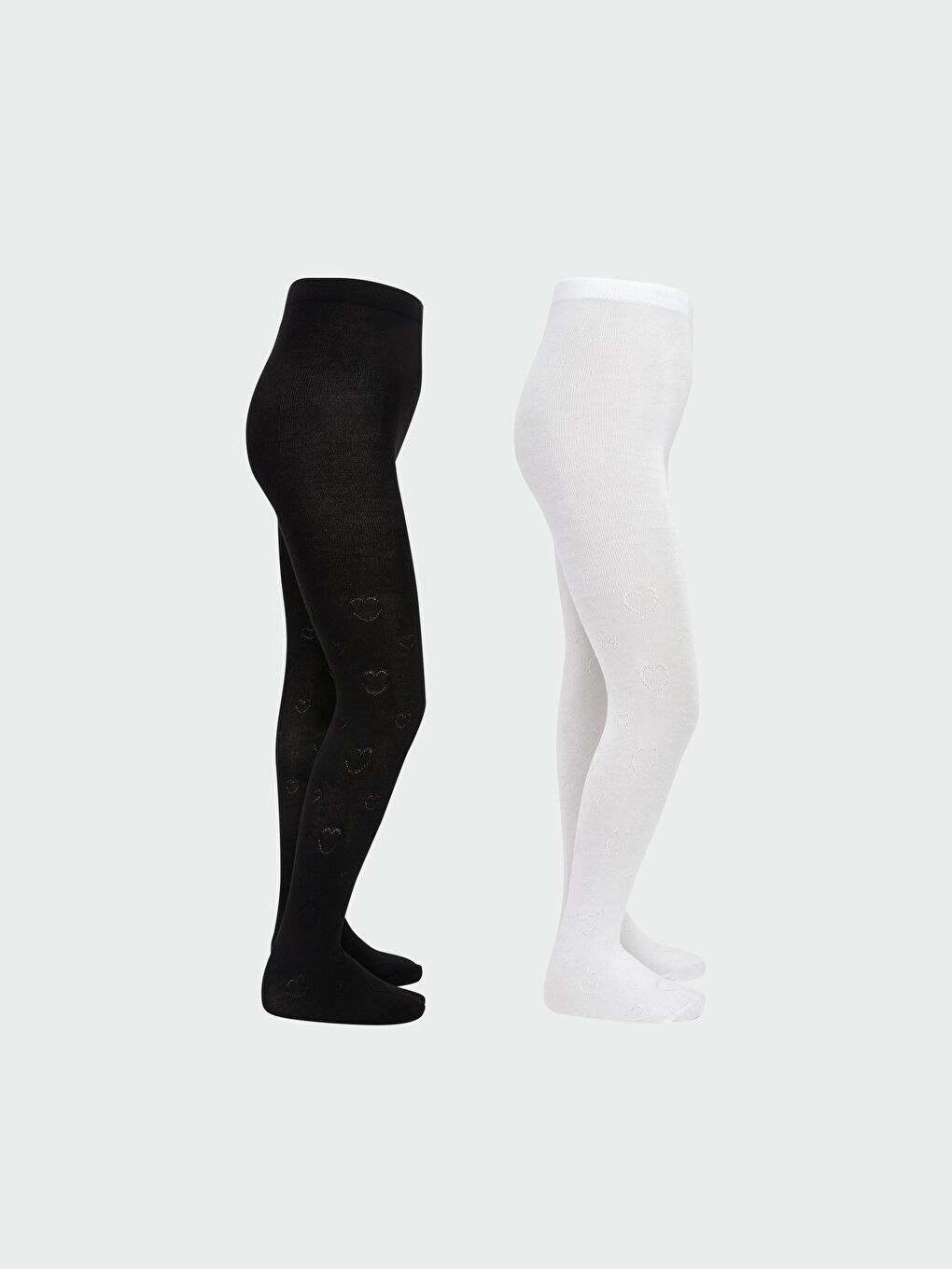 Beyaz Desenli Kız Çocuk Külotlu Çorap 2'li