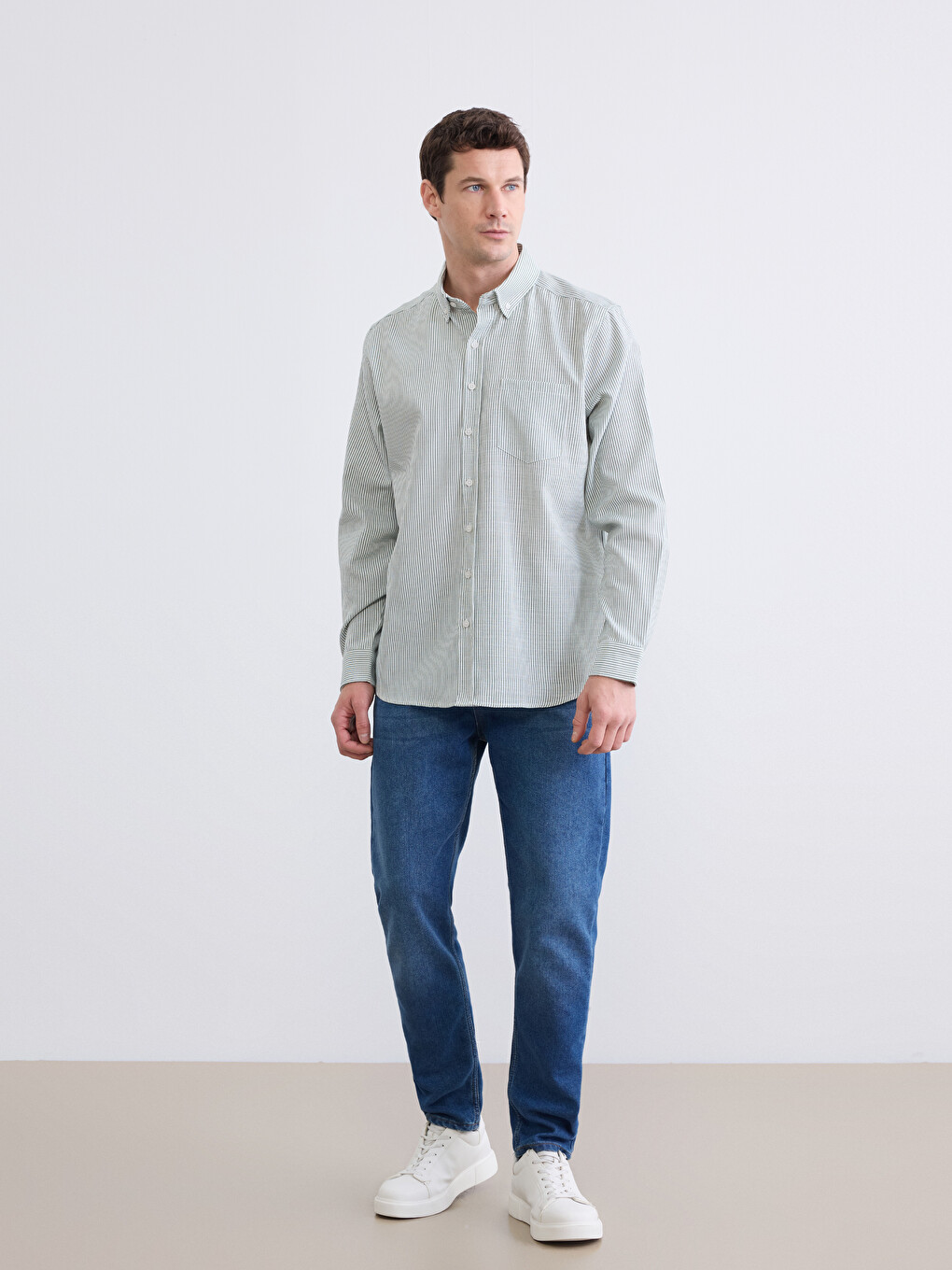 Regular Fit Striped Oxford Men's Shirt-1