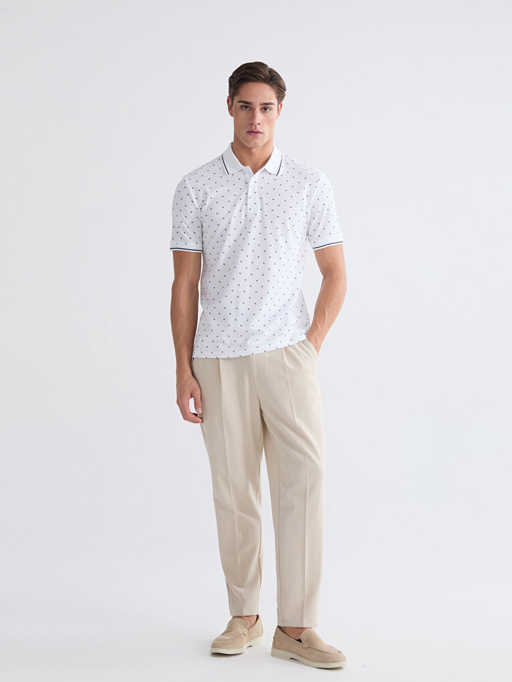 Gemustertes Regulär Fit Herren Rollkragen T-Shirt-1