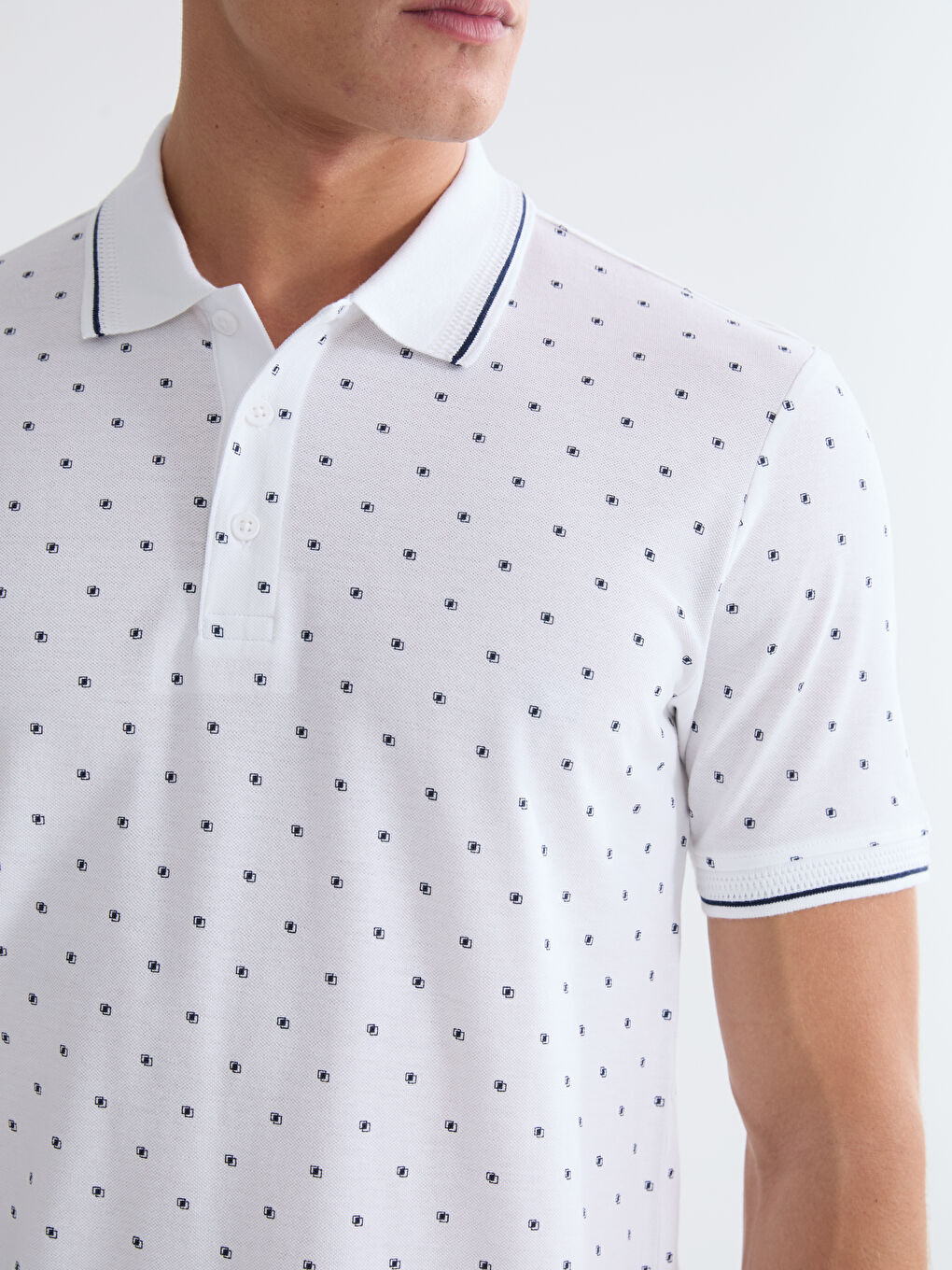 Gemustertes Regulär Fit Herren Rollkragen T-Shirt-2