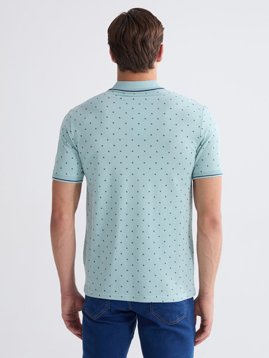 Standard Fit Gemustertes T-Shirt mit Rollkragen für Herren-3