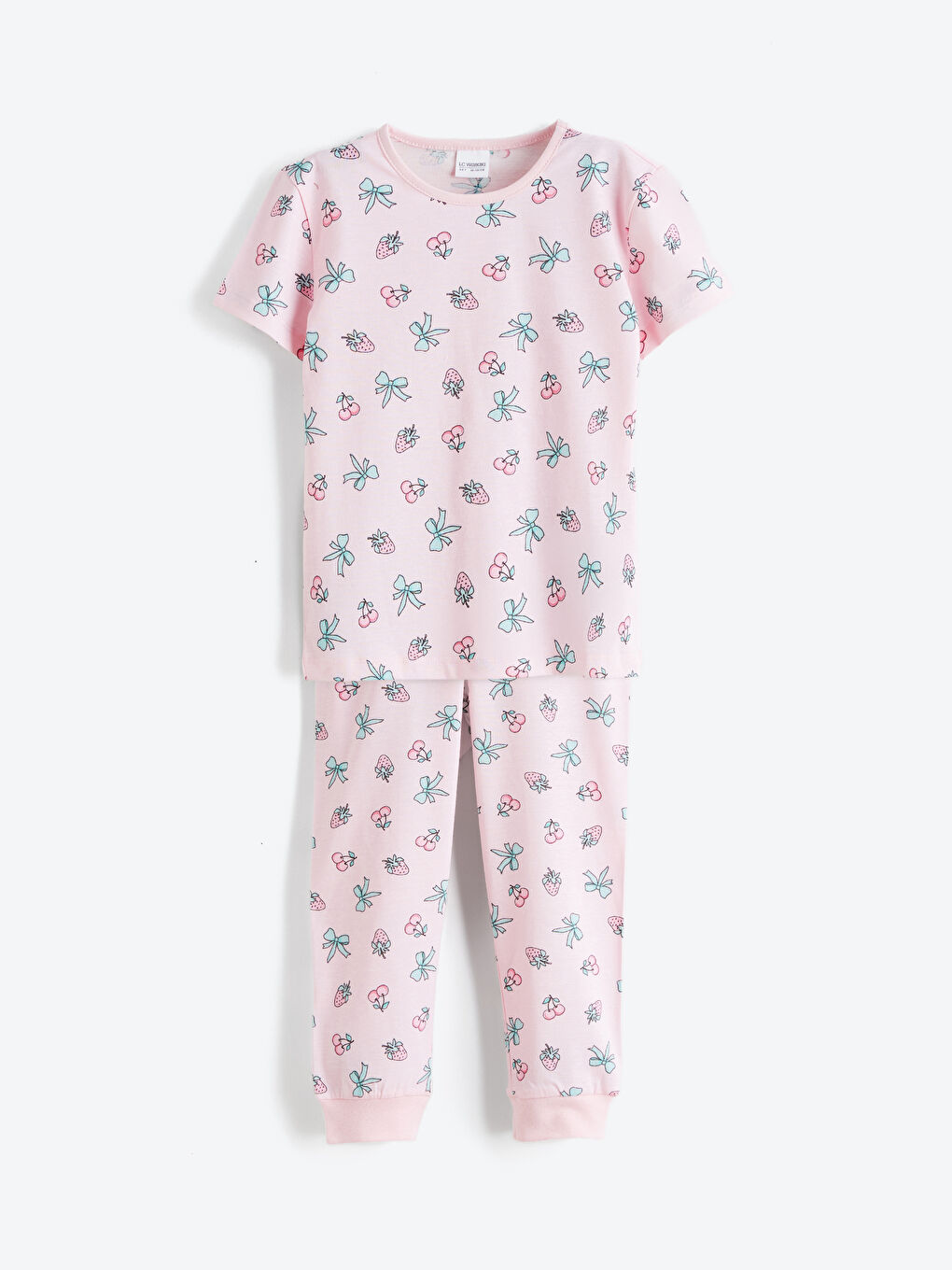 Crew Neck Printed Girls' Pyjama Set