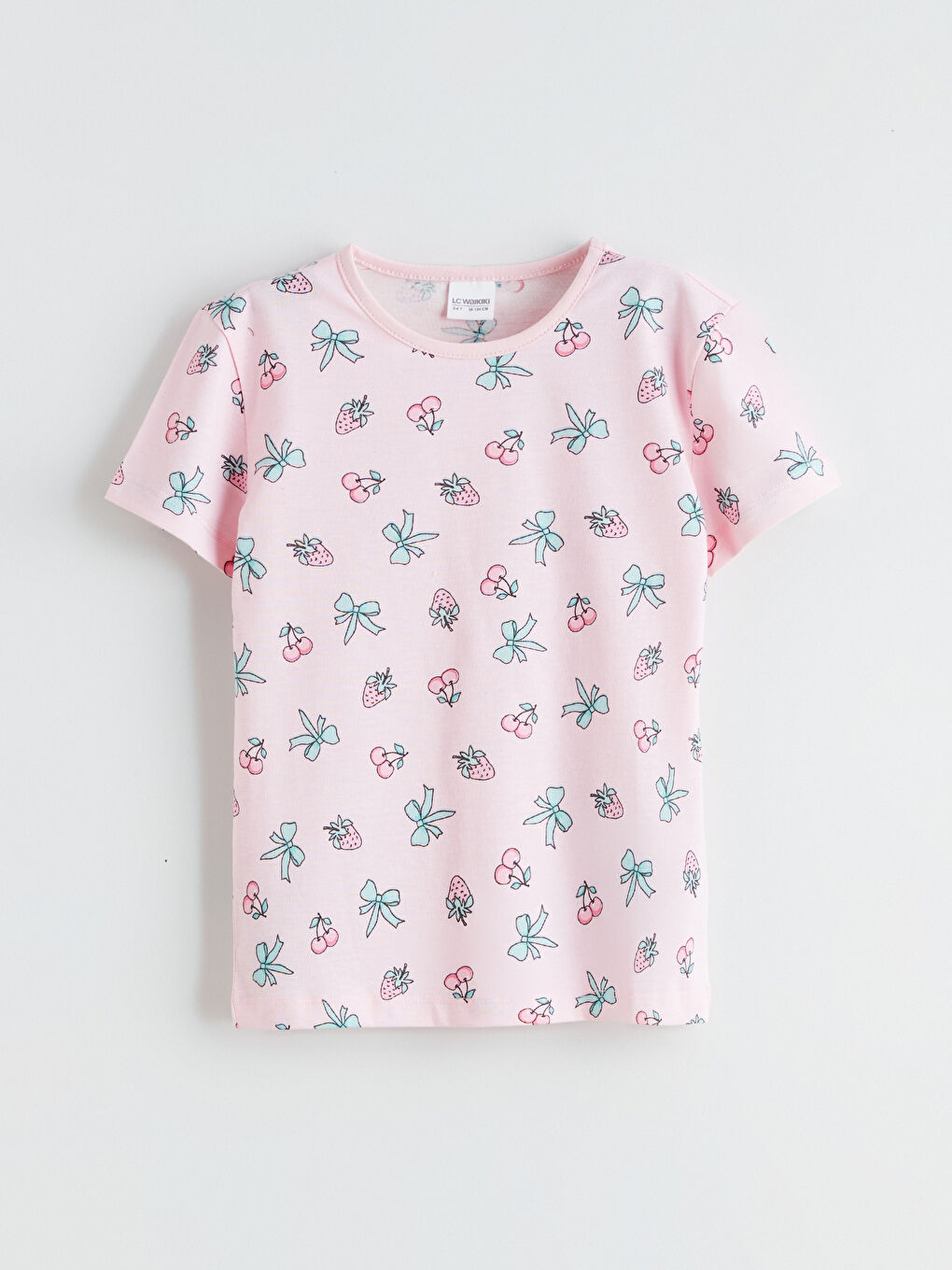 Crew Neck Printed Girls' Pyjama Set-1