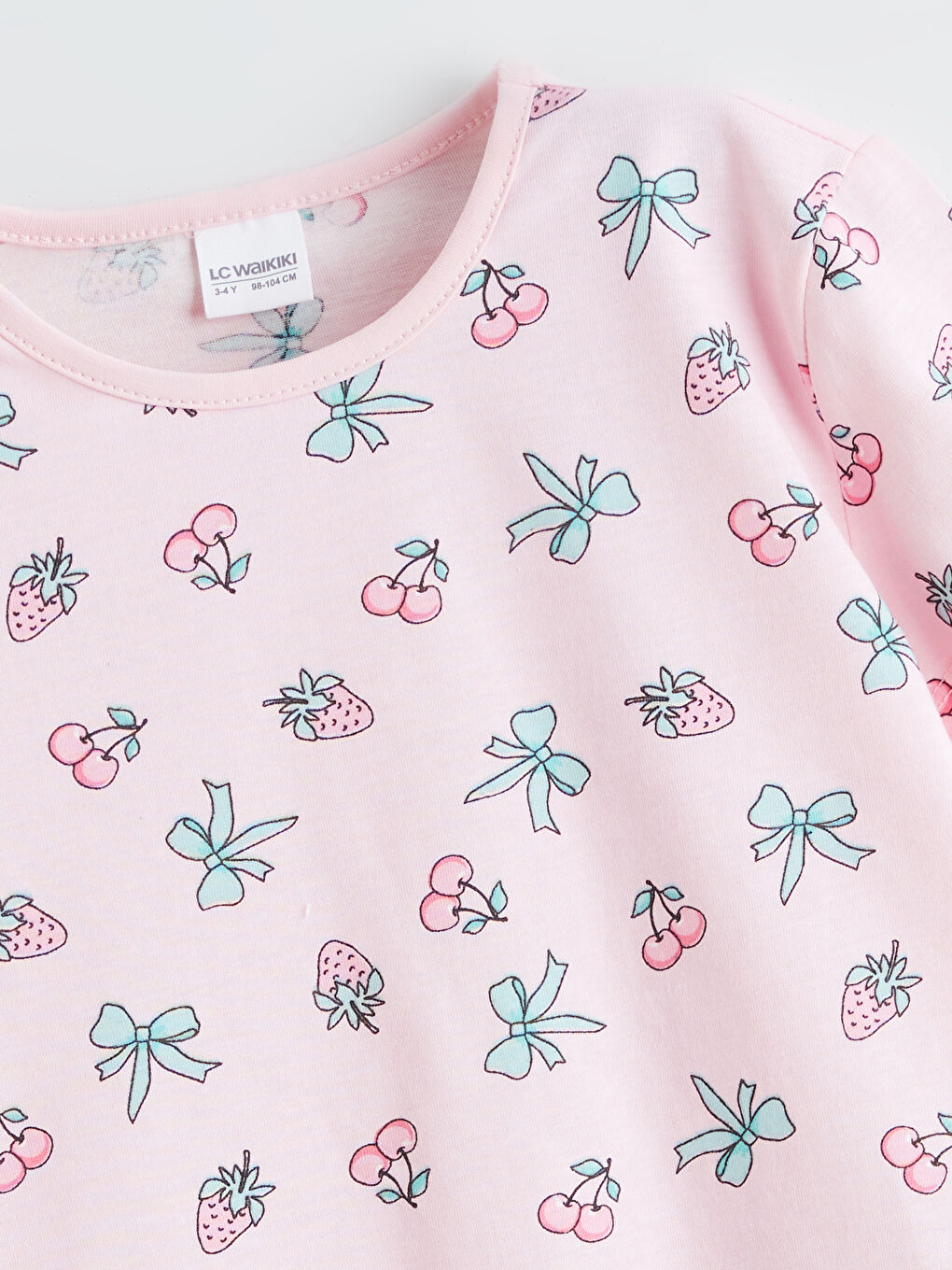 Crew Neck Printed Girls' Pyjama Set-2