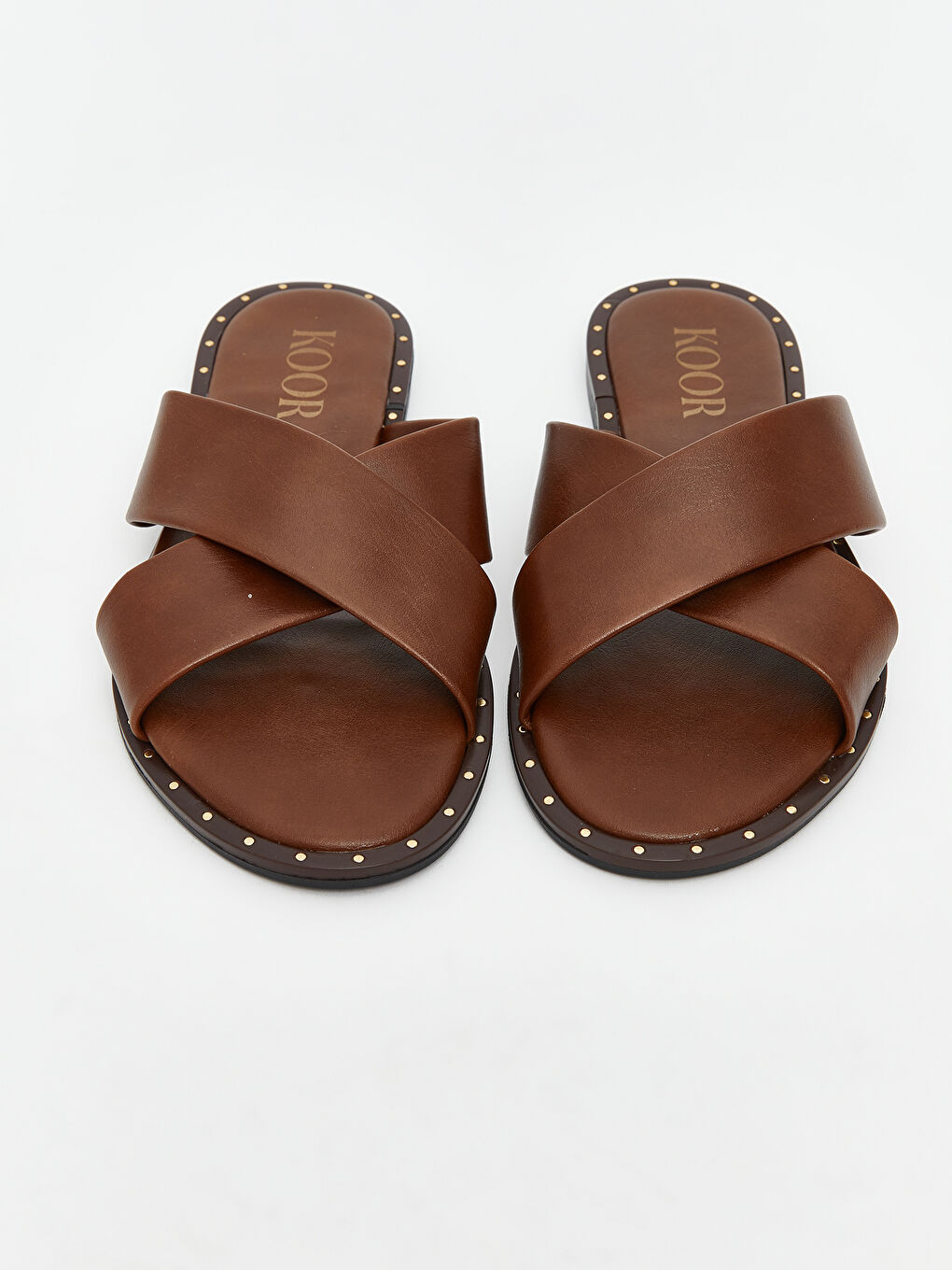 Kahverengi Çapraz Bantlı Kadın Terlik-2