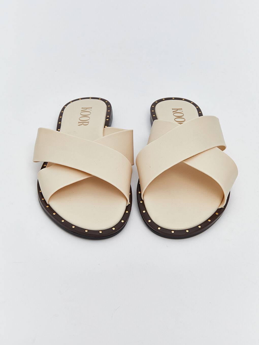 Bej Çapraz Bantlı Kadın Terlik-2