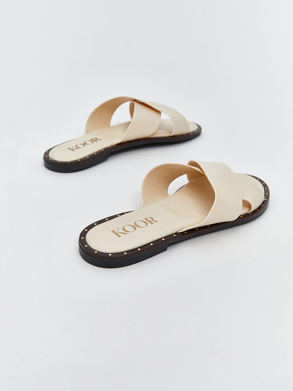 Bej Çapraz Bantlı Kadın Terlik-4