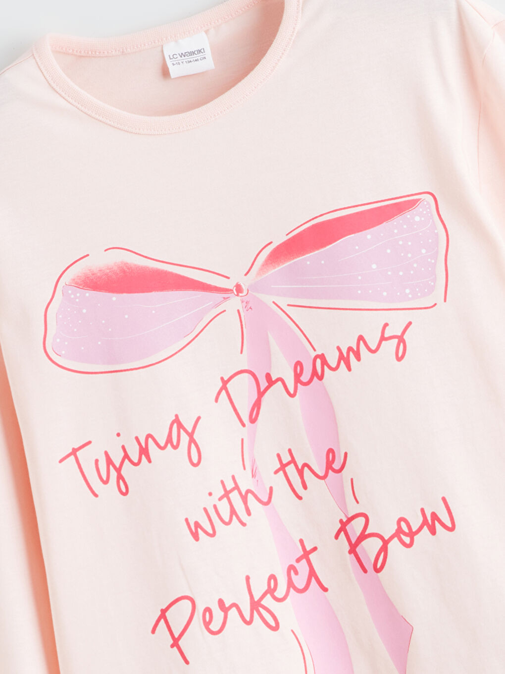 طقم بيجامة للبنات بياقة دائرية-2