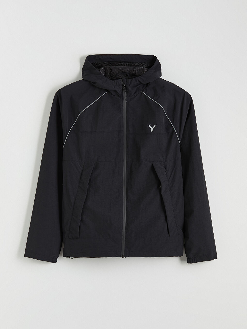 Siyah Rahat Kalıp Kapüşonlu Erkek Mont-5