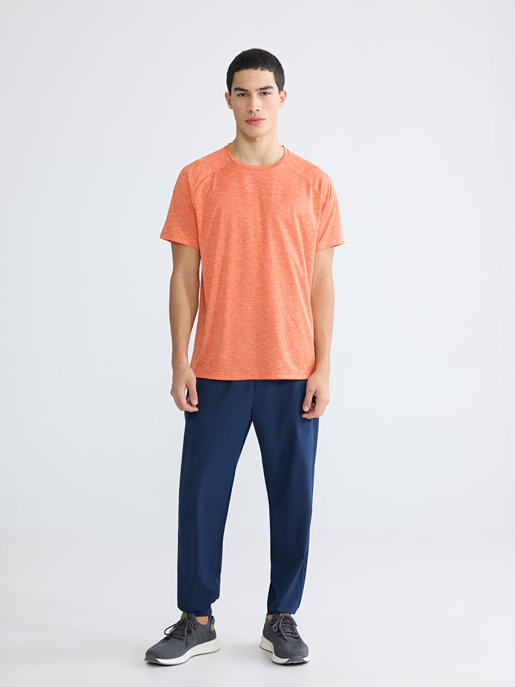 Turuncu Bisiklet Yaka Erkek Spor Tişört-1