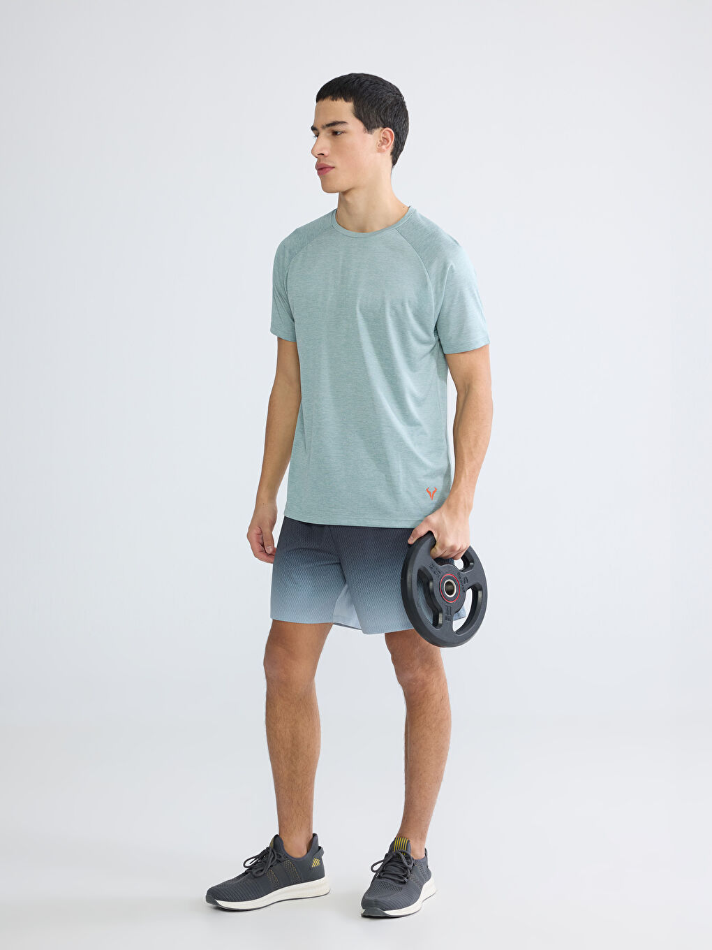 Yeşil Bisiklet Yaka Erkek Spor Tişört-1