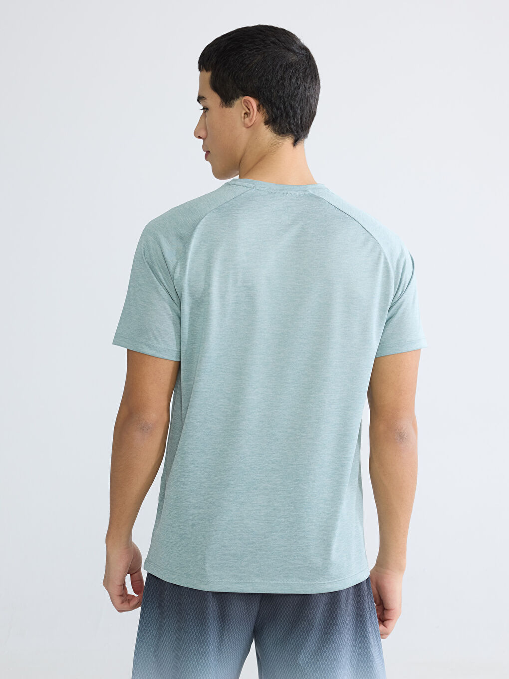 Yeşil Bisiklet Yaka Erkek Spor Tişört-3