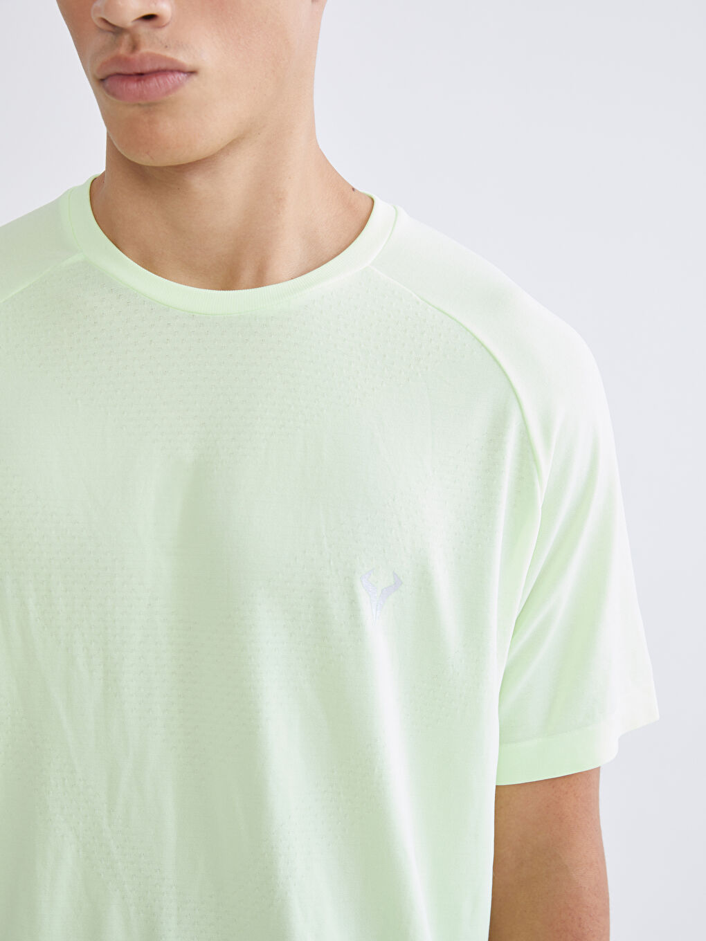 Yeşil Bisiklet Yaka Erkek Spor Tişört-2