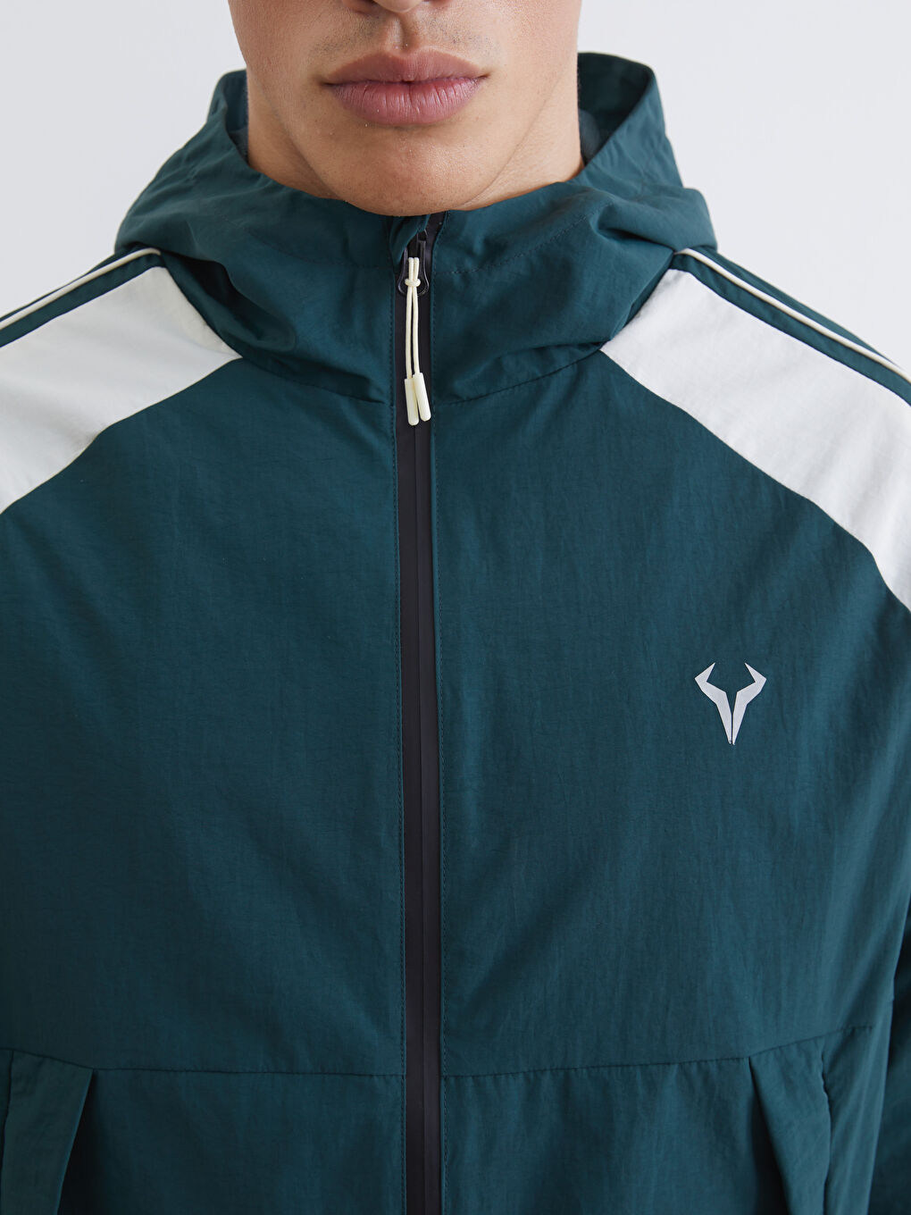 Yeşil Rahat Kalıp Kapüşonlu Erkek Mont-2