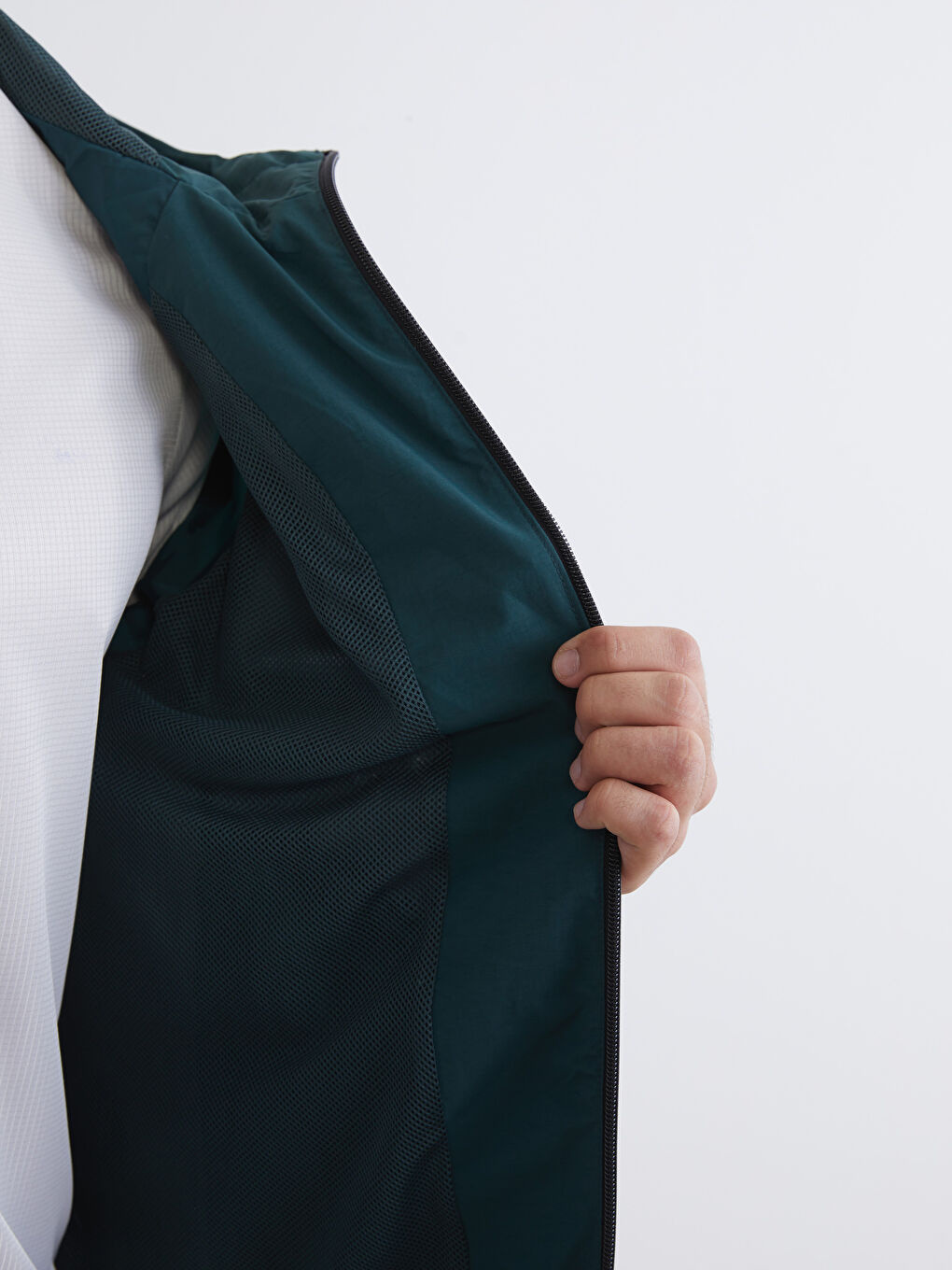 Yeşil Rahat Kalıp Kapüşonlu Erkek Mont-3