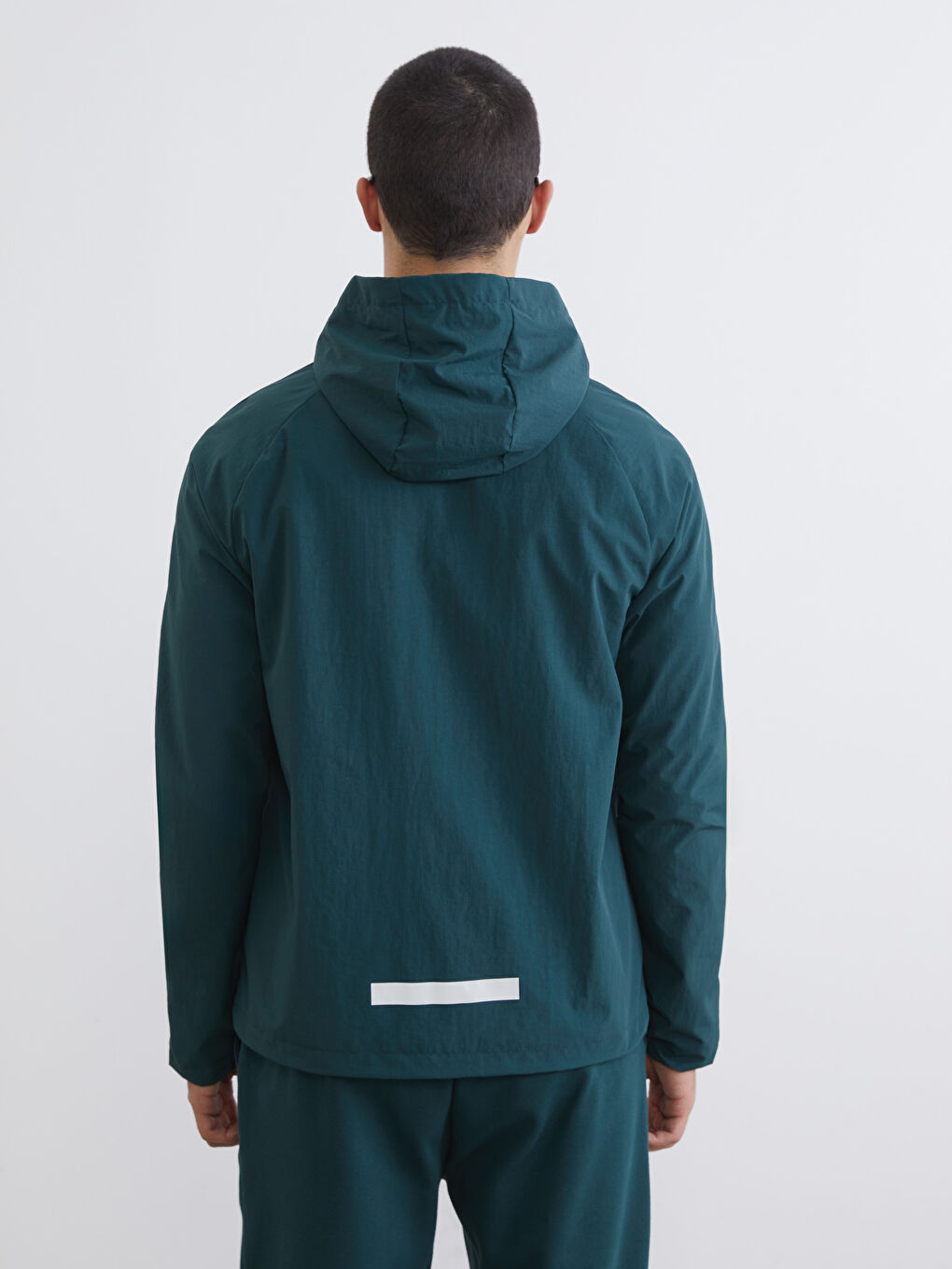 Yeşil Rahat Kalıp Kapüşonlu Erkek Mont-4